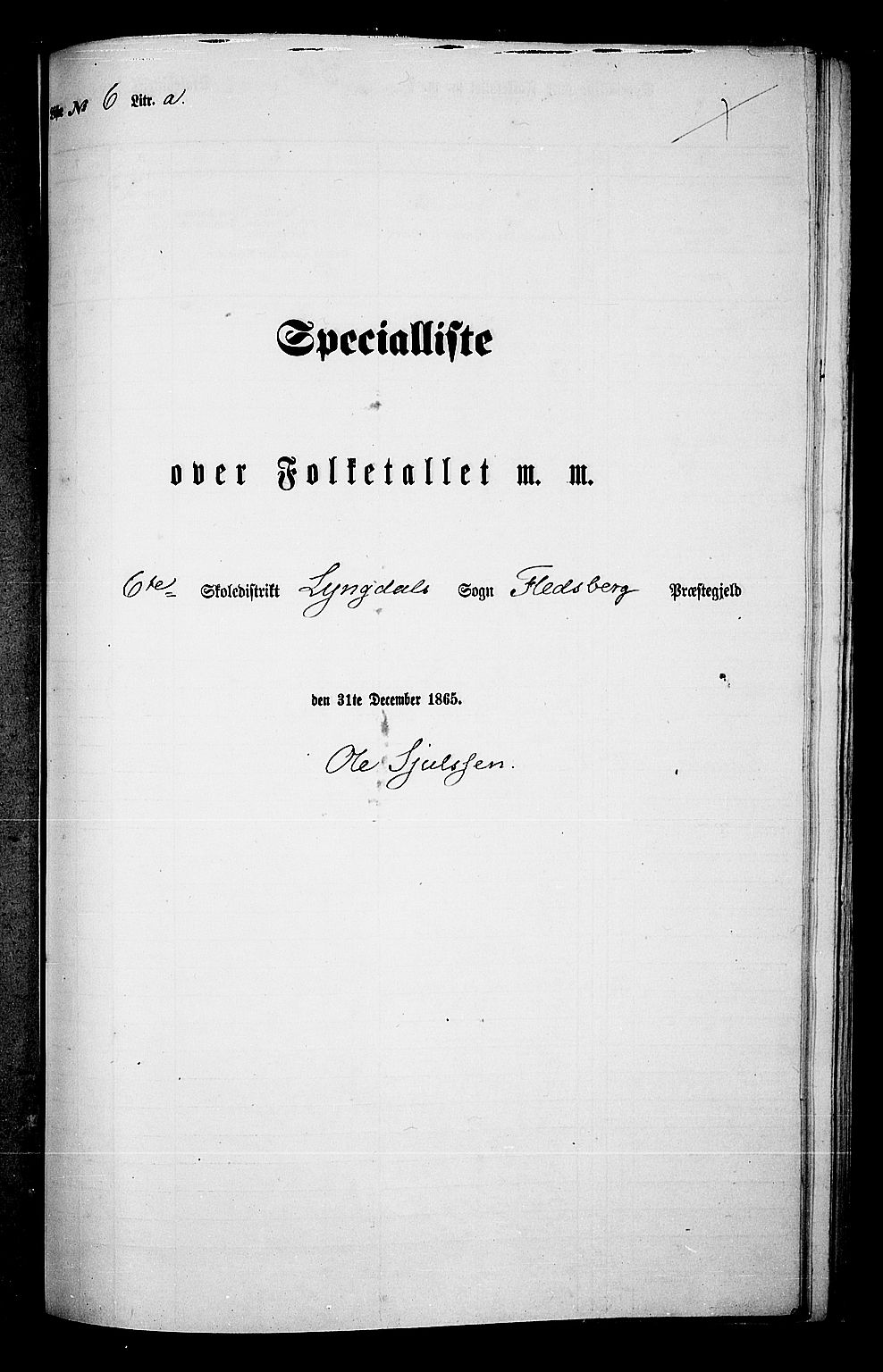 RA, 1865 census for Flesberg, 1865, p. 108