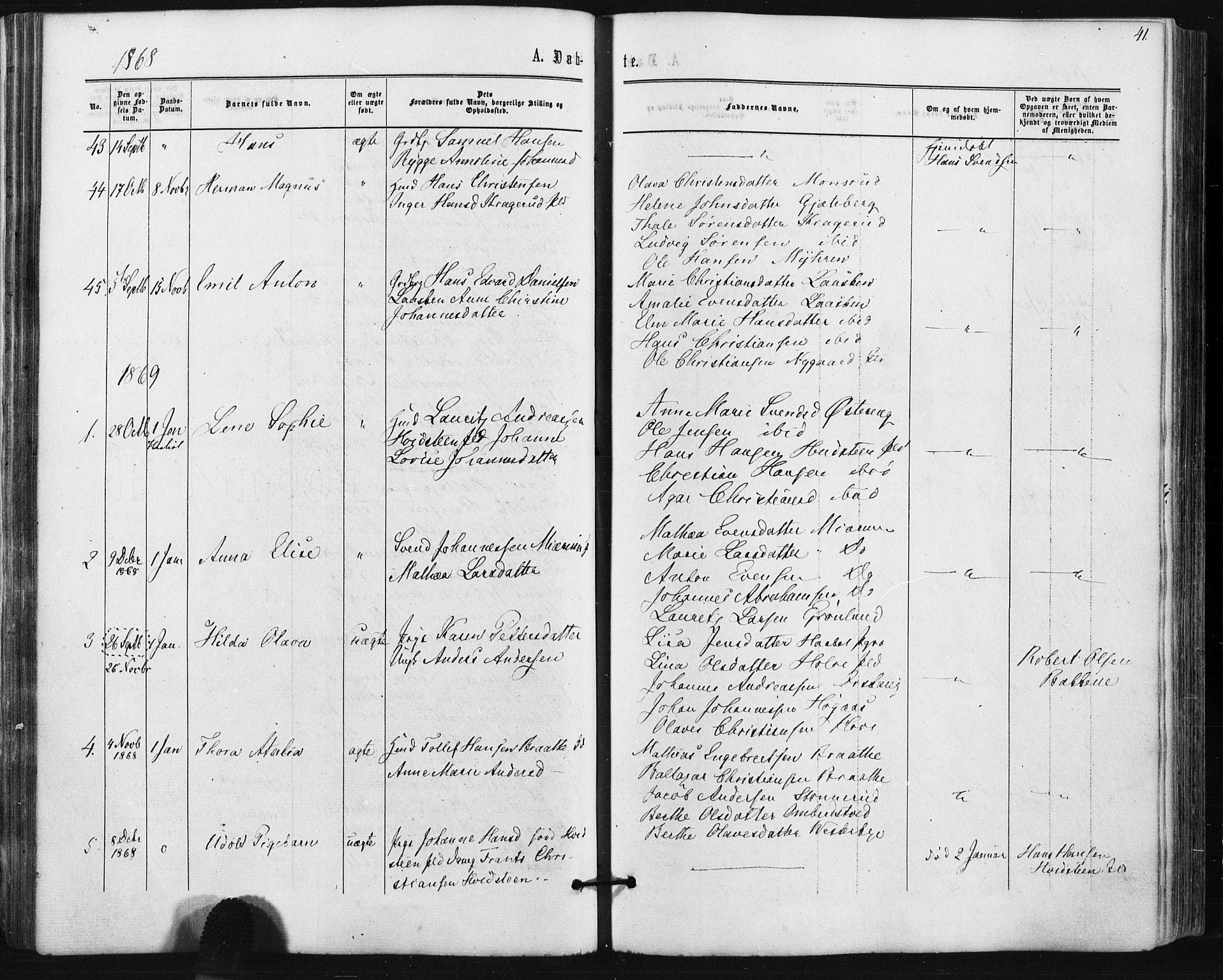 Hobøl prestekontor Kirkebøker, AV/SAO-A-2002/F/Fa/L0004: Parish register (official) no. I 4, 1865-1877, p. 41