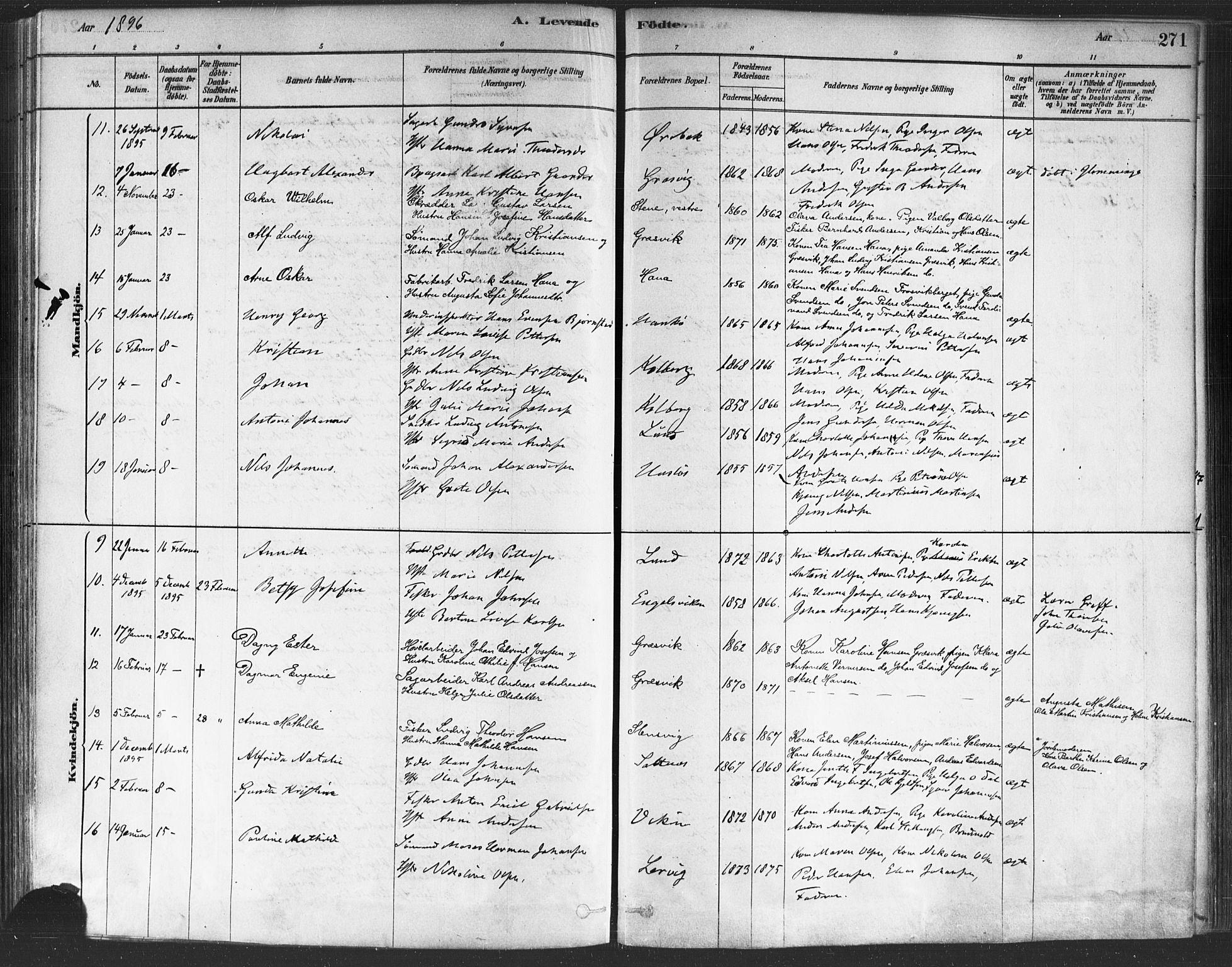 Onsøy prestekontor Kirkebøker, AV/SAO-A-10914/F/Fa/L0005: Parish register (official) no. I 5, 1878-1898, p. 271