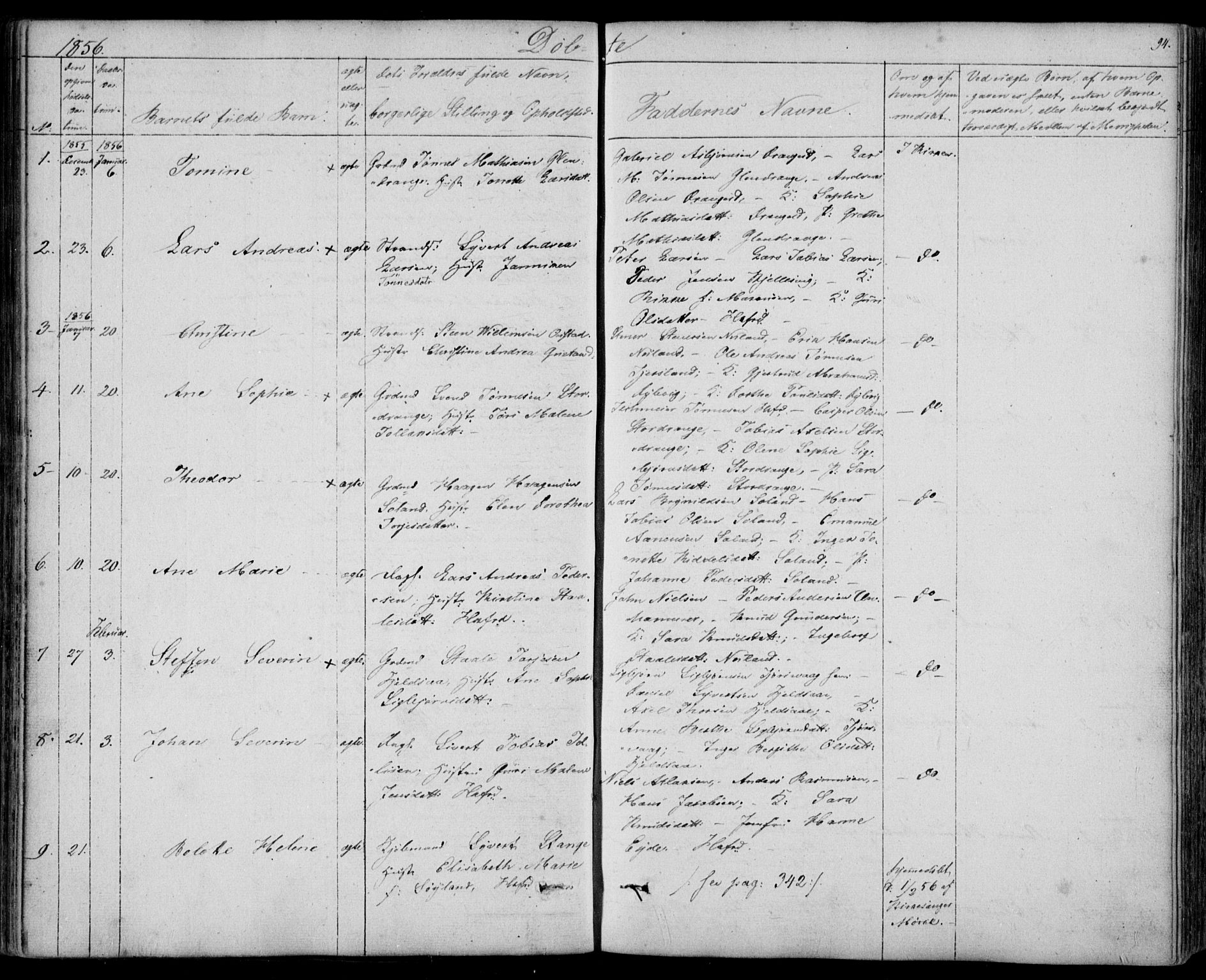 Flekkefjord sokneprestkontor, SAK/1111-0012/F/Fb/Fbc/L0005: Parish register (copy) no. B 5, 1846-1866, p. 94