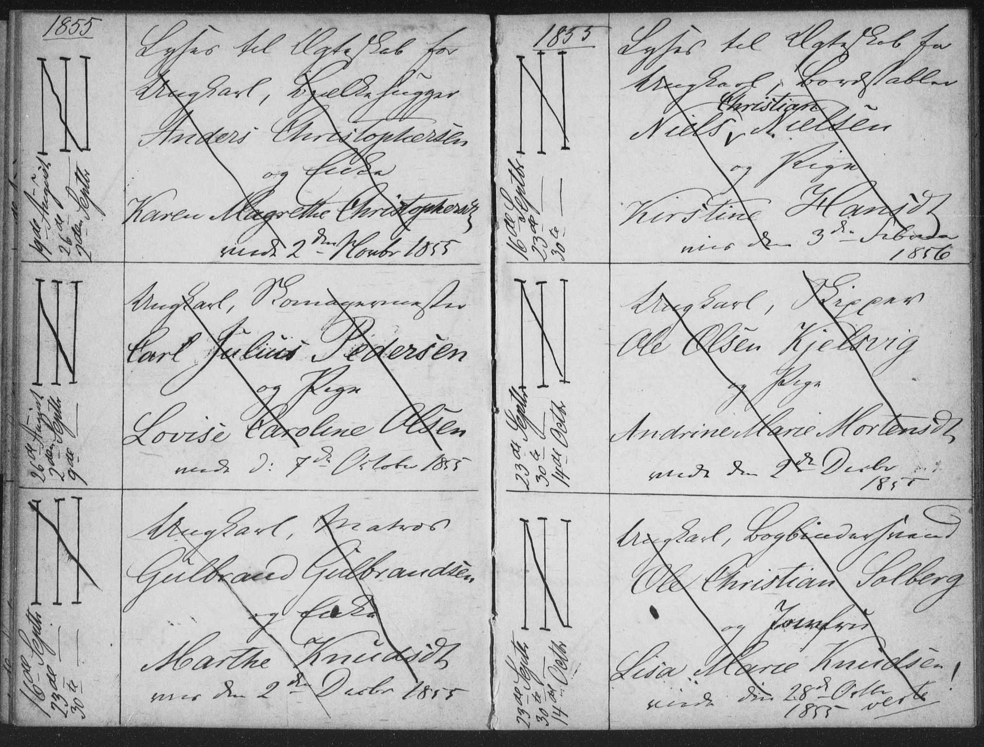 Bragernes kirkebøker, AV/SAKO-A-6/H/Ha/L0003: Banns register no. 3, 1854-1859