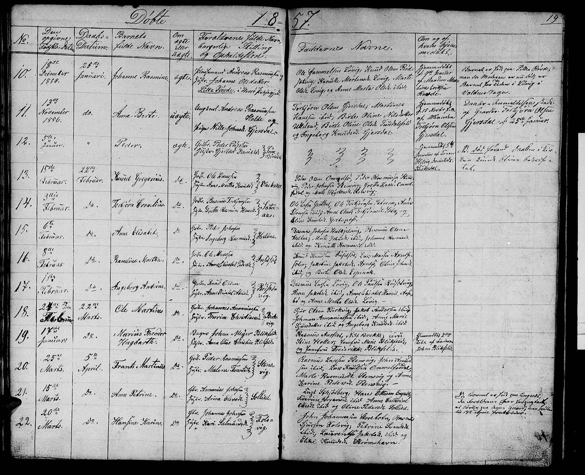 Ministerialprotokoller, klokkerbøker og fødselsregistre - Møre og Romsdal, SAT/A-1454/511/L0156: Parish register (copy) no. 511C02, 1855-1863, p. 19