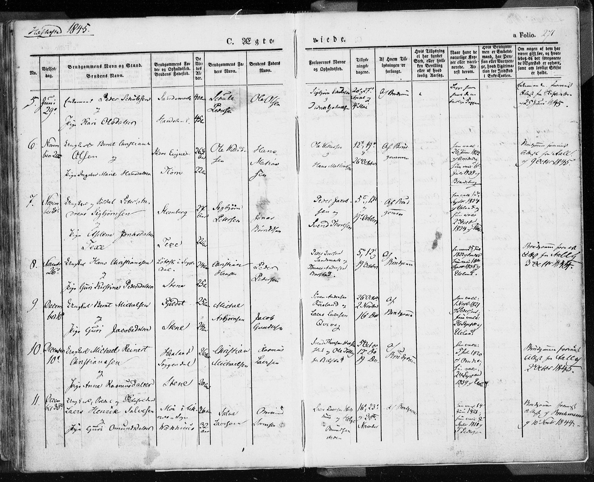 Lund sokneprestkontor, SAST/A-101809/S06/L0007: Parish register (official) no. A 7.1, 1833-1854, p. 271