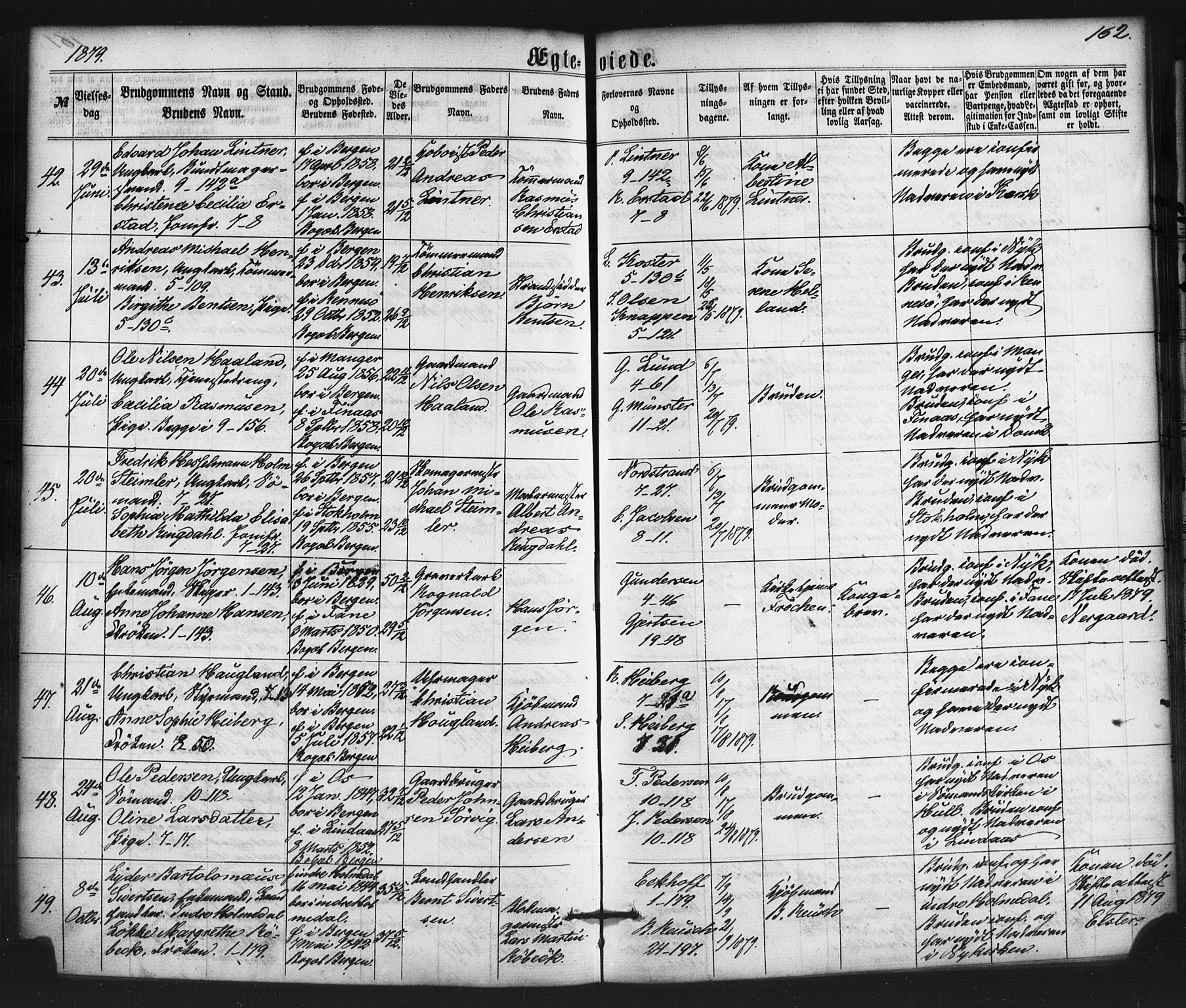 Nykirken Sokneprestembete, SAB/A-77101/H/Haa/L0032: Parish register (official) no. D 2, 1861-1883, p. 162