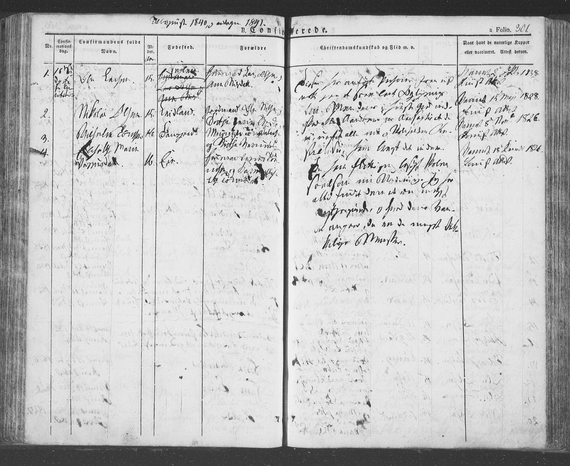 Eigersund sokneprestkontor, SAST/A-101807/S08/L0009: Parish register (official) no. A 9, 1827-1850, p. 301
