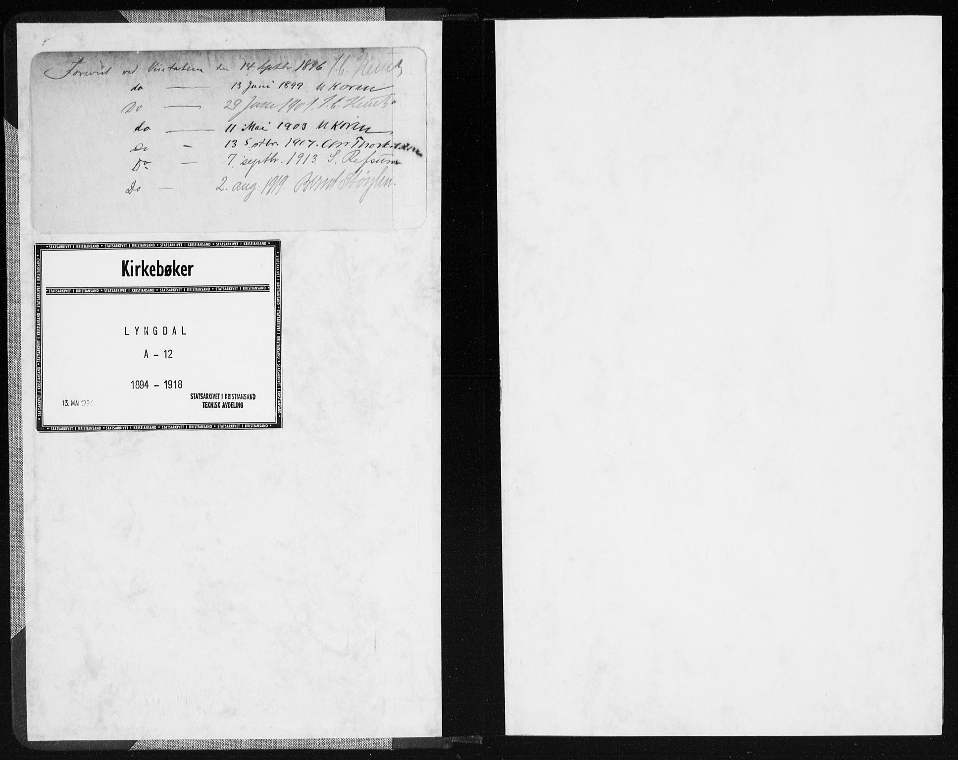 Lyngdal sokneprestkontor, AV/SAK-1111-0029/F/Fa/Fac/L0012: Parish register (official) no. A 12, 1894-1918