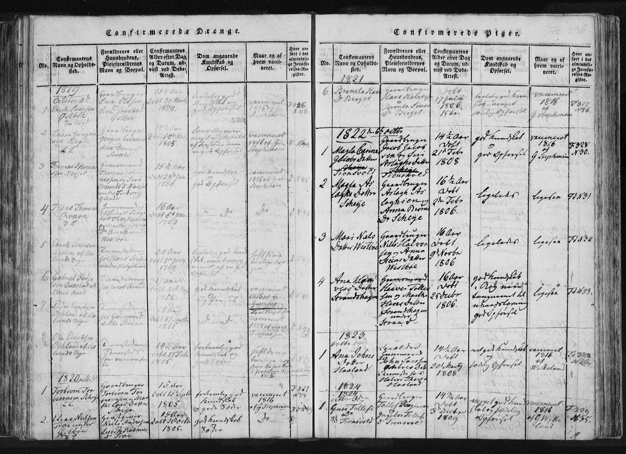 Vikedal sokneprestkontor, SAST/A-101840/01/IV: Parish register (official) no. A 4, 1816-1850, p. 236