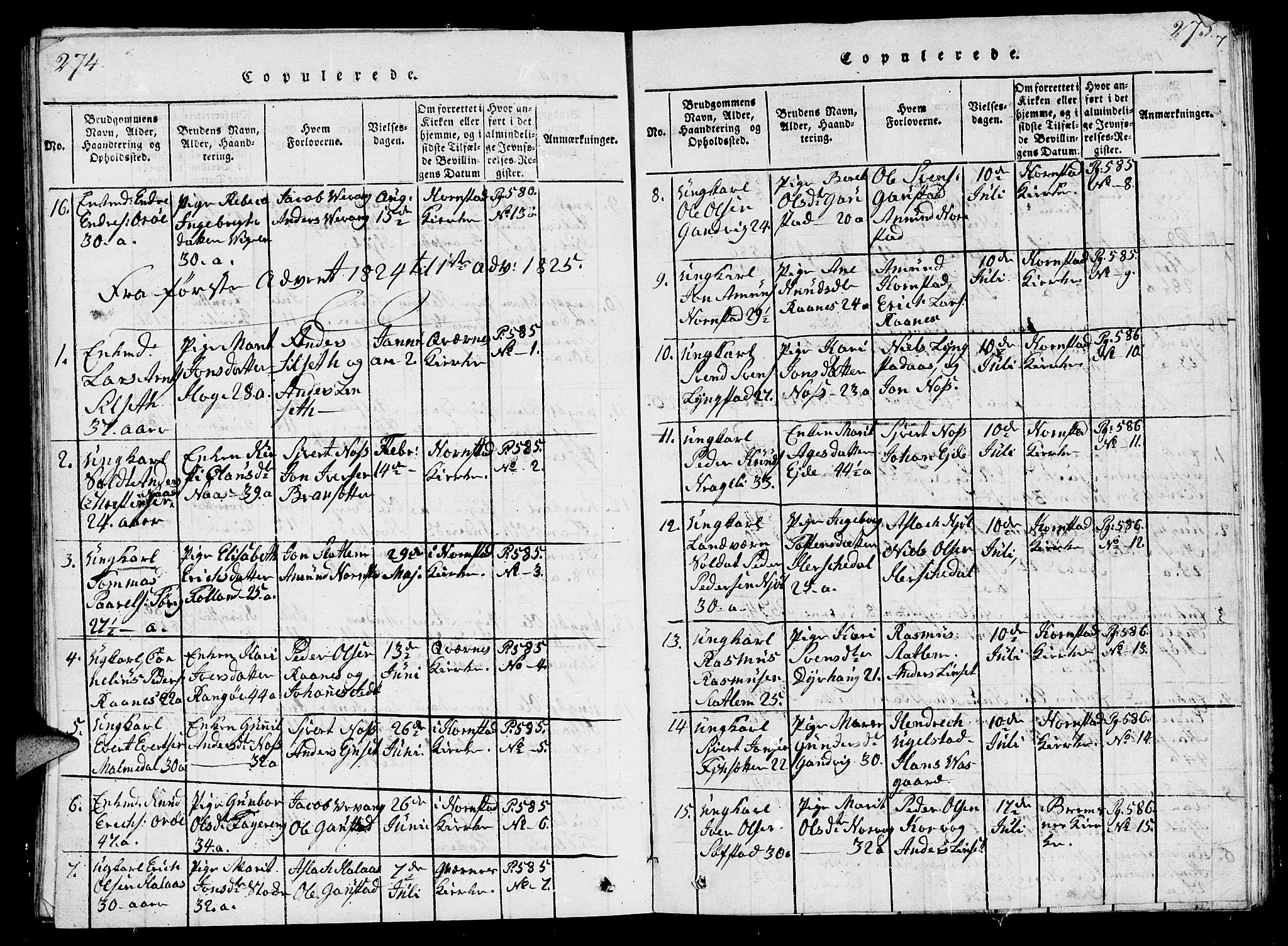 Ministerialprotokoller, klokkerbøker og fødselsregistre - Møre og Romsdal, SAT/A-1454/570/L0831: Parish register (official) no. 570A05, 1819-1829, p. 274-275
