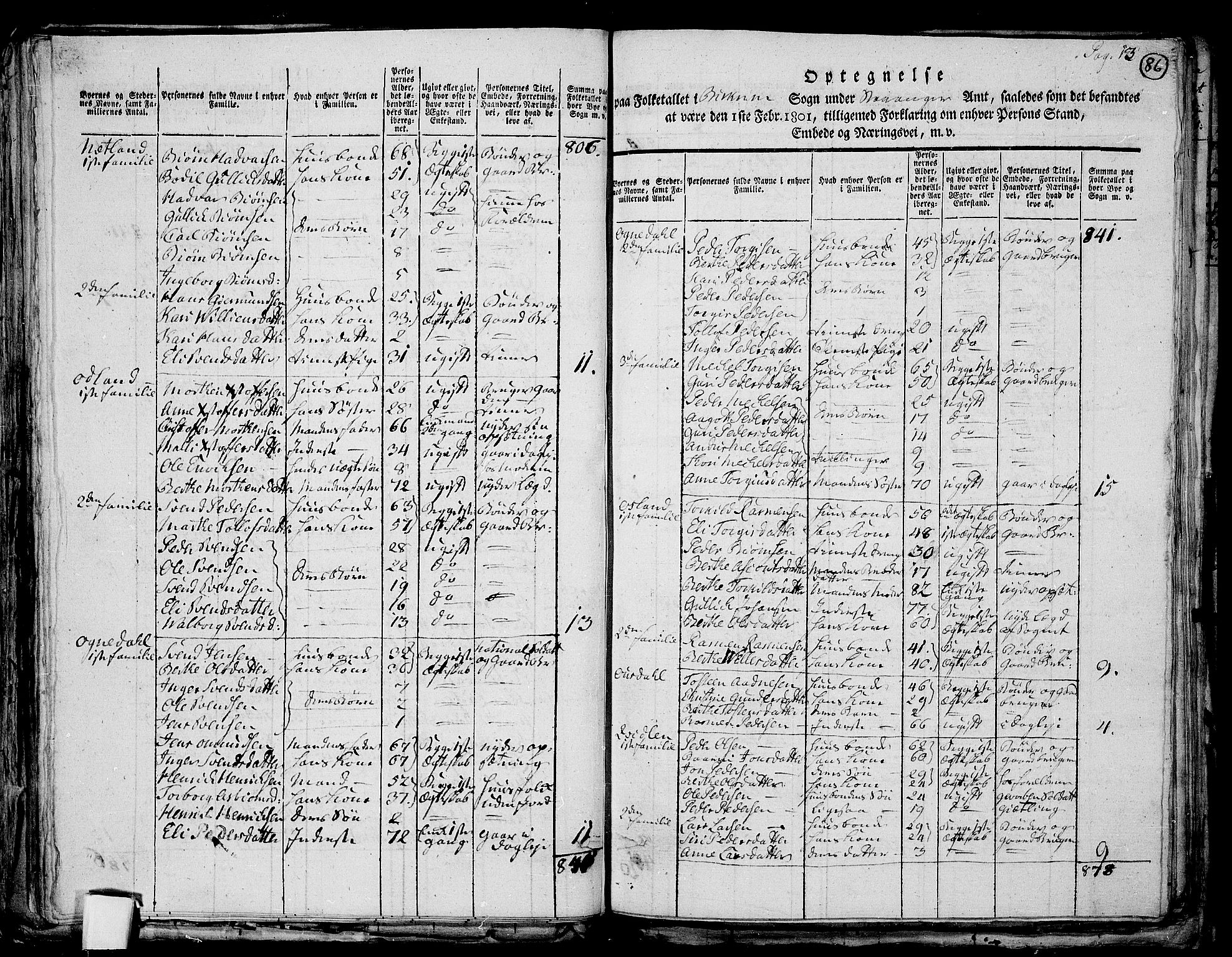 RA, 1801 census for 1115P Helleland, 1801, p. 85b-86a