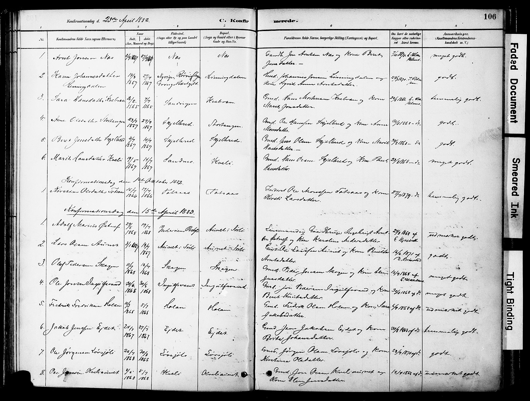 Ministerialprotokoller, klokkerbøker og fødselsregistre - Nord-Trøndelag, SAT/A-1458/755/L0494: Parish register (official) no. 755A03, 1882-1902, p. 106