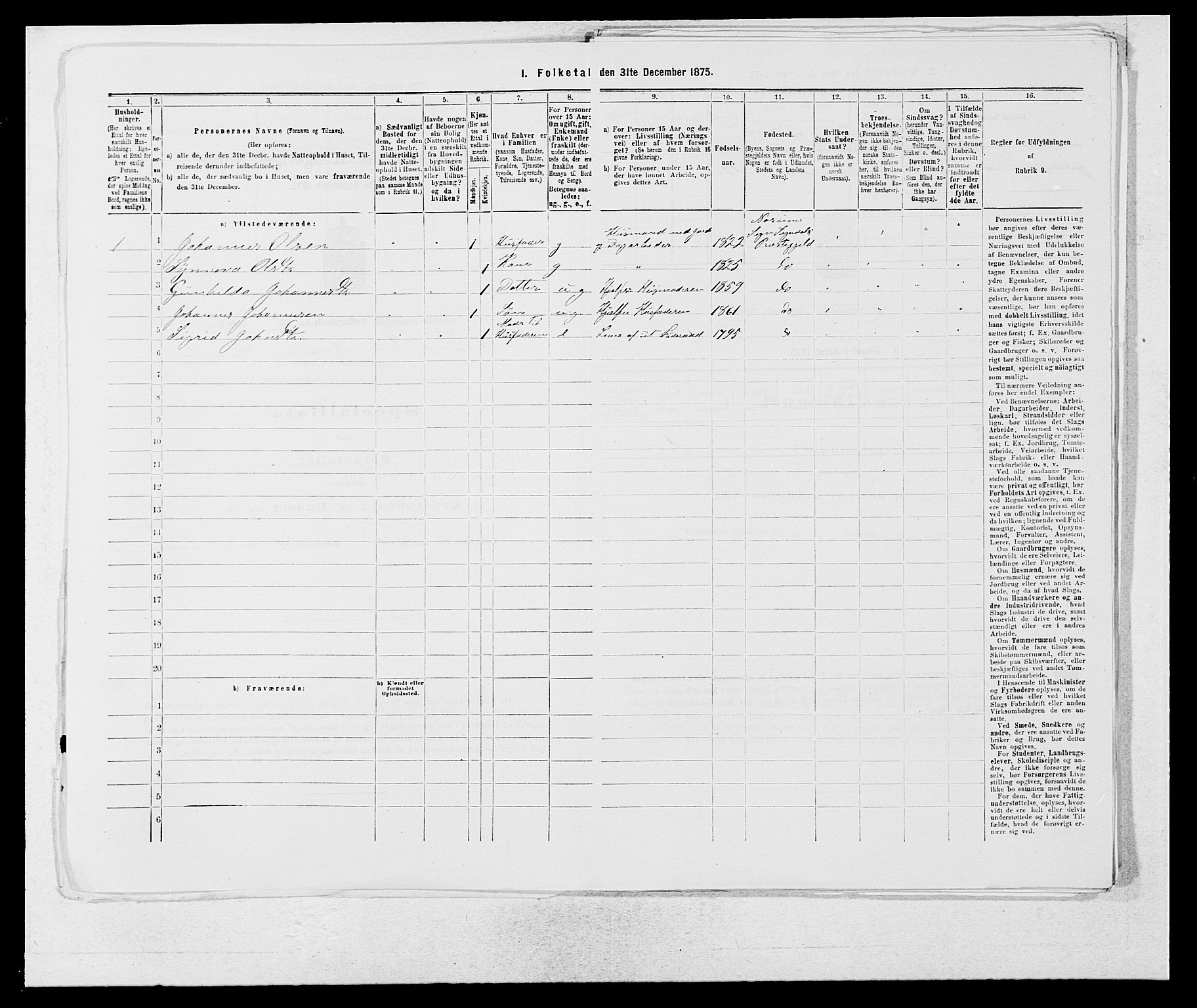 SAB, 1875 census for 1420P Sogndal, 1875, p. 1179