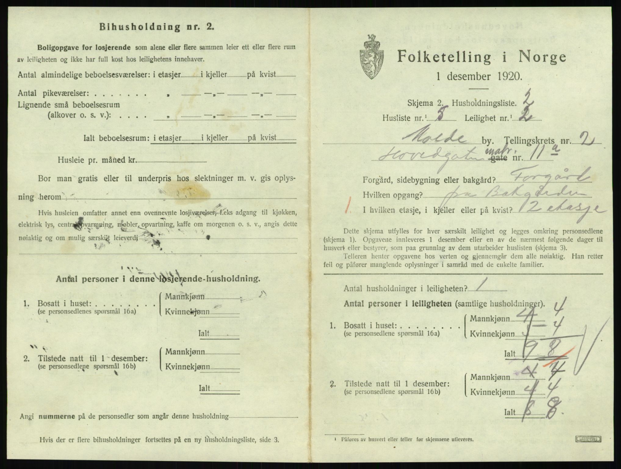 SAT, 1920 census for Molde, 1920, p. 985