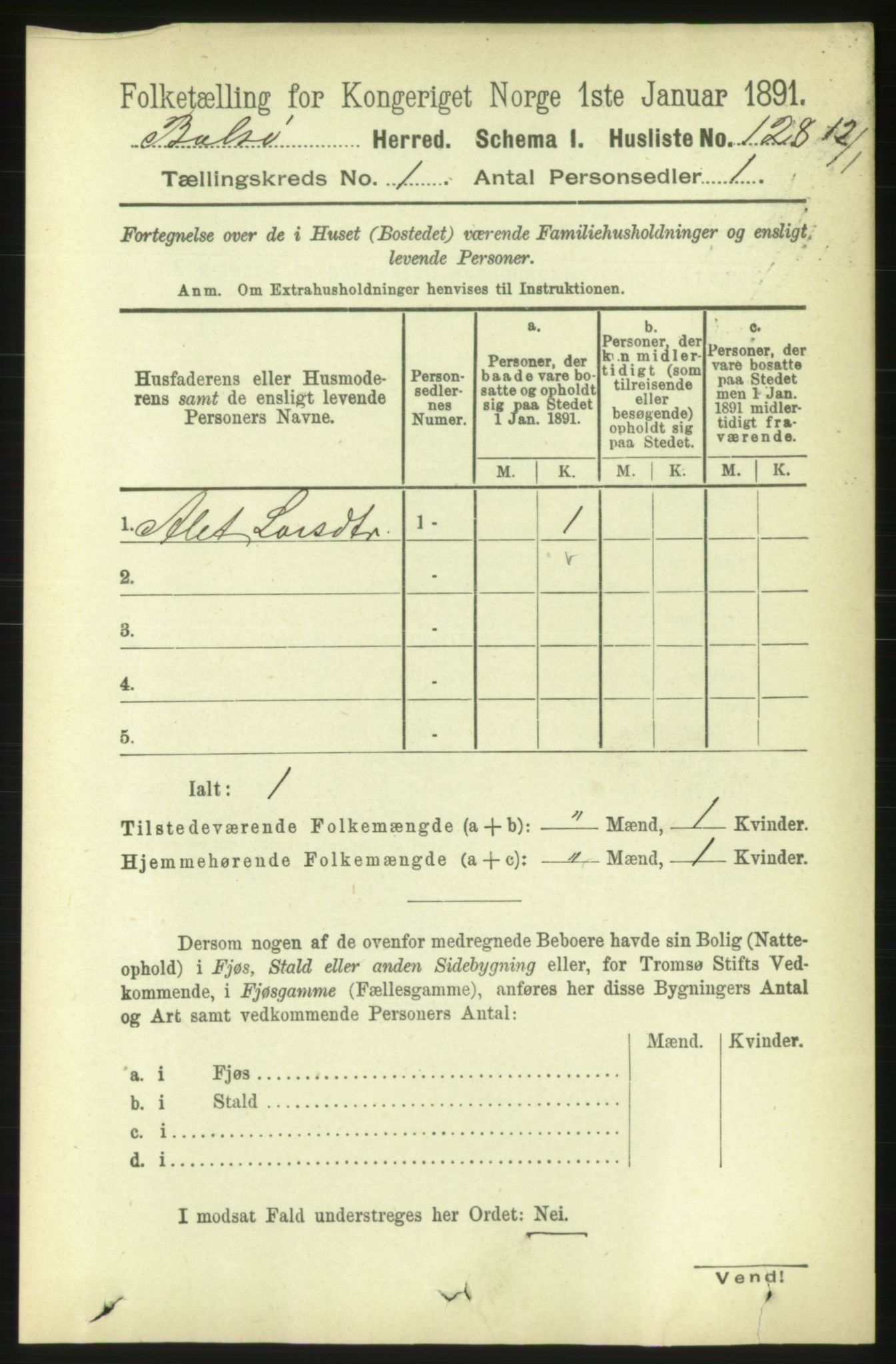 RA, 1891 census for 1544 Bolsøy, 1891, p. 167