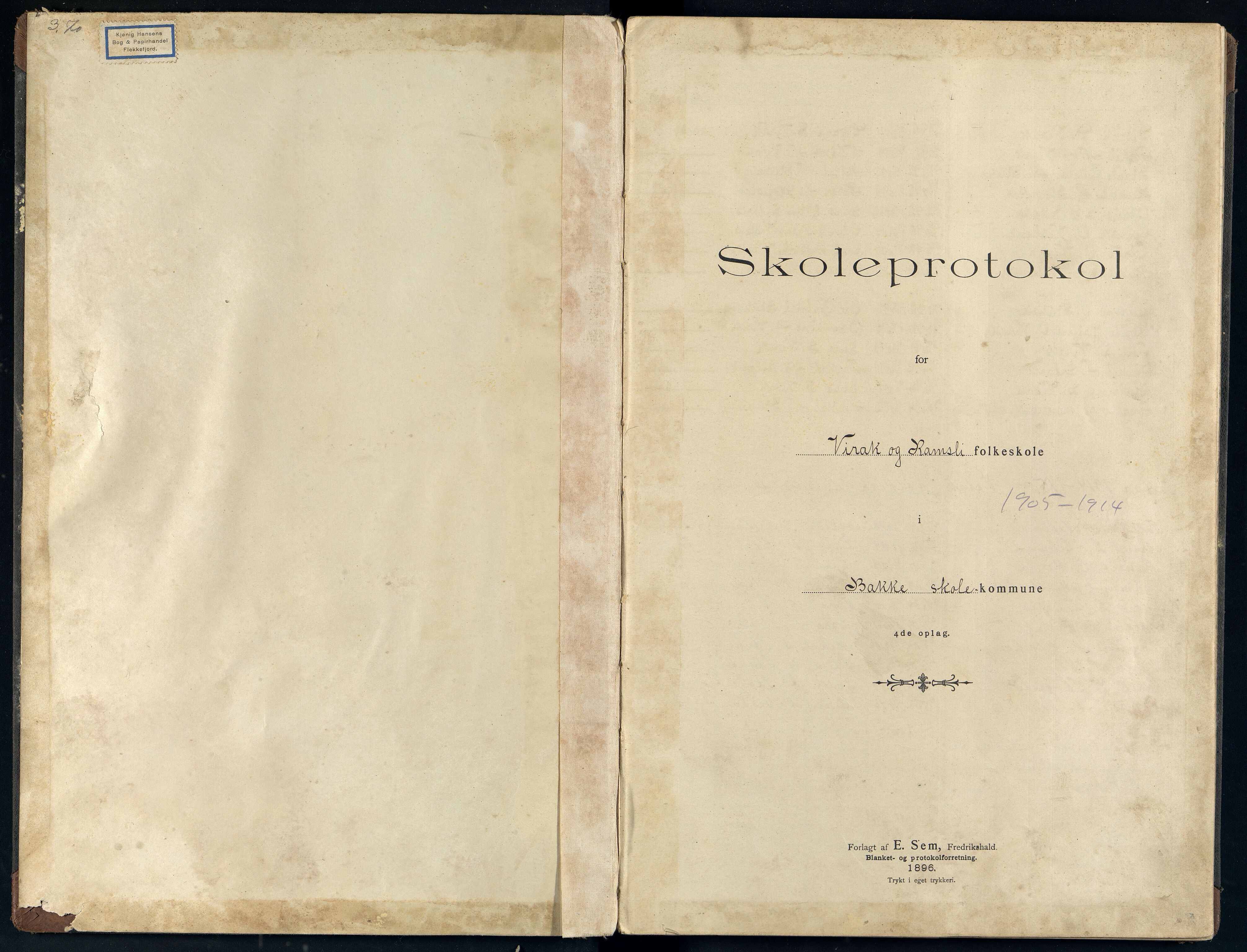 Bakke kommune - Virak Skole, ARKSOR/1004BA554/H/L0002: Skoleprotokoll, 1905-1914