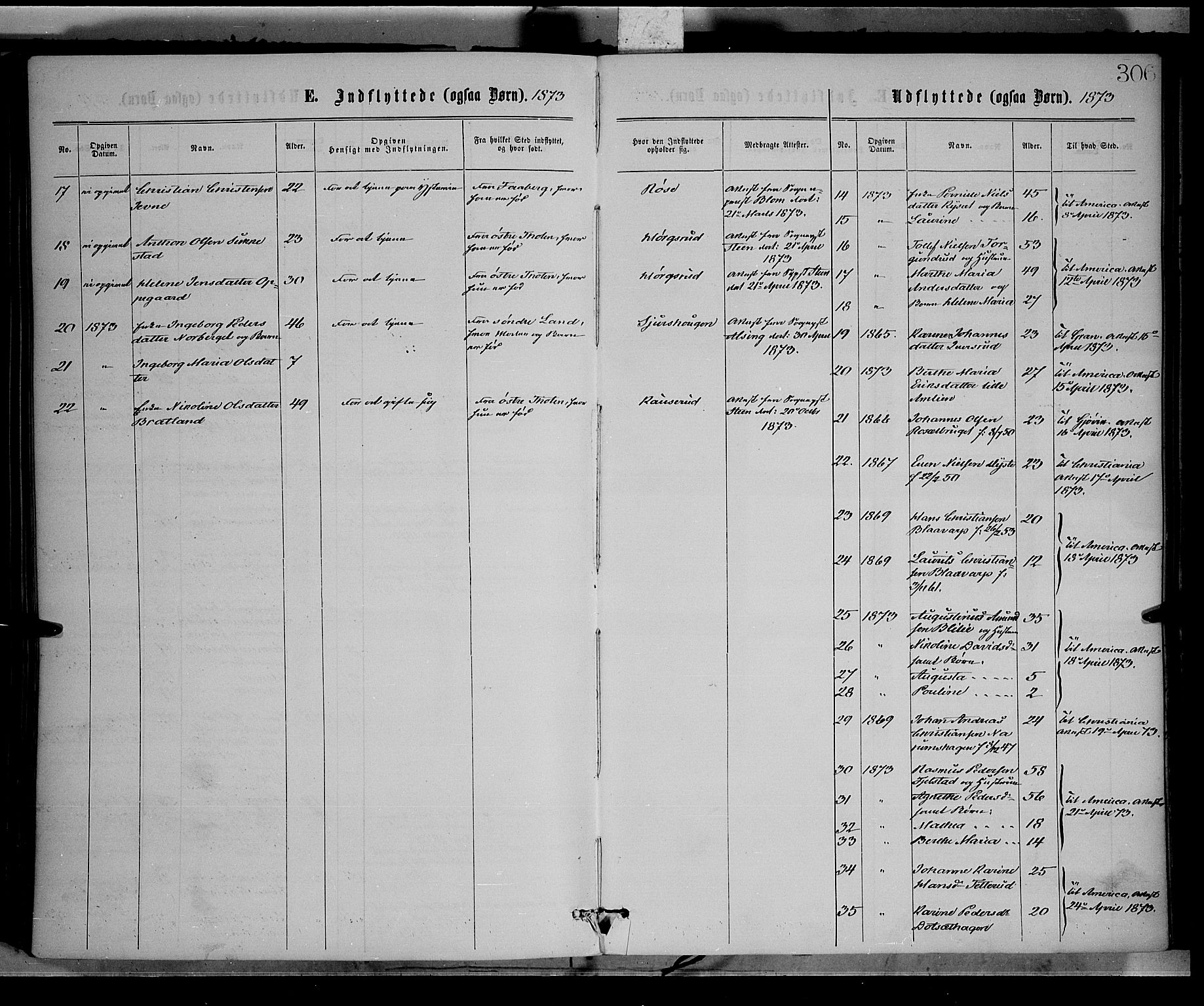Vestre Toten prestekontor, SAH/PREST-108/H/Ha/Haa/L0008: Parish register (official) no. 8, 1870-1877, p. 306