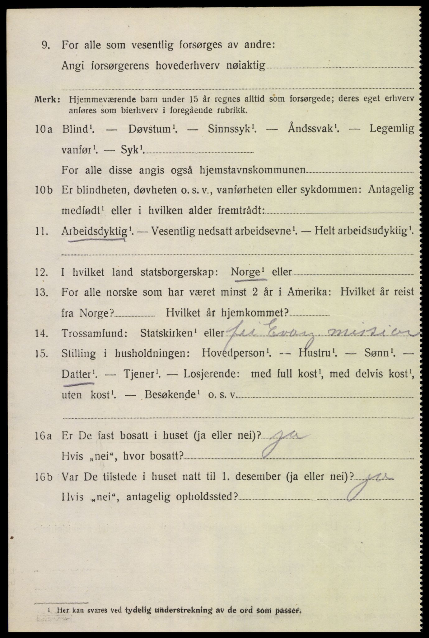 SAK, 1920 census for Oddernes, 1920, p. 10338
