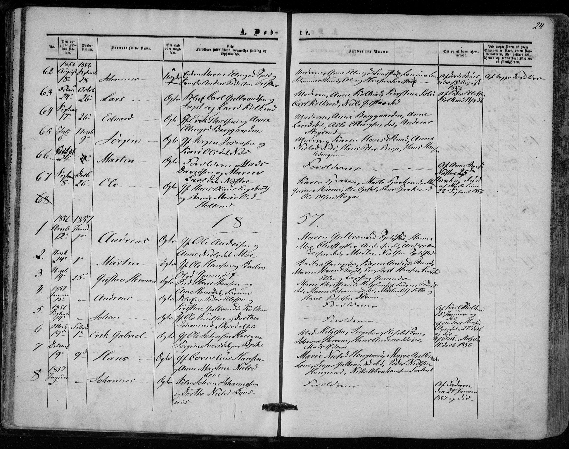 Hole kirkebøker, SAKO/A-228/F/Fa/L0006: Parish register (official) no. I 6, 1852-1872, p. 24