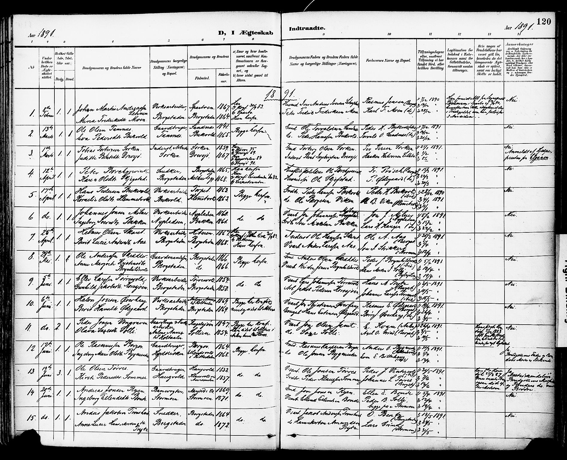 Ministerialprotokoller, klokkerbøker og fødselsregistre - Sør-Trøndelag, SAT/A-1456/681/L0935: Parish register (official) no. 681A13, 1890-1898, p. 120