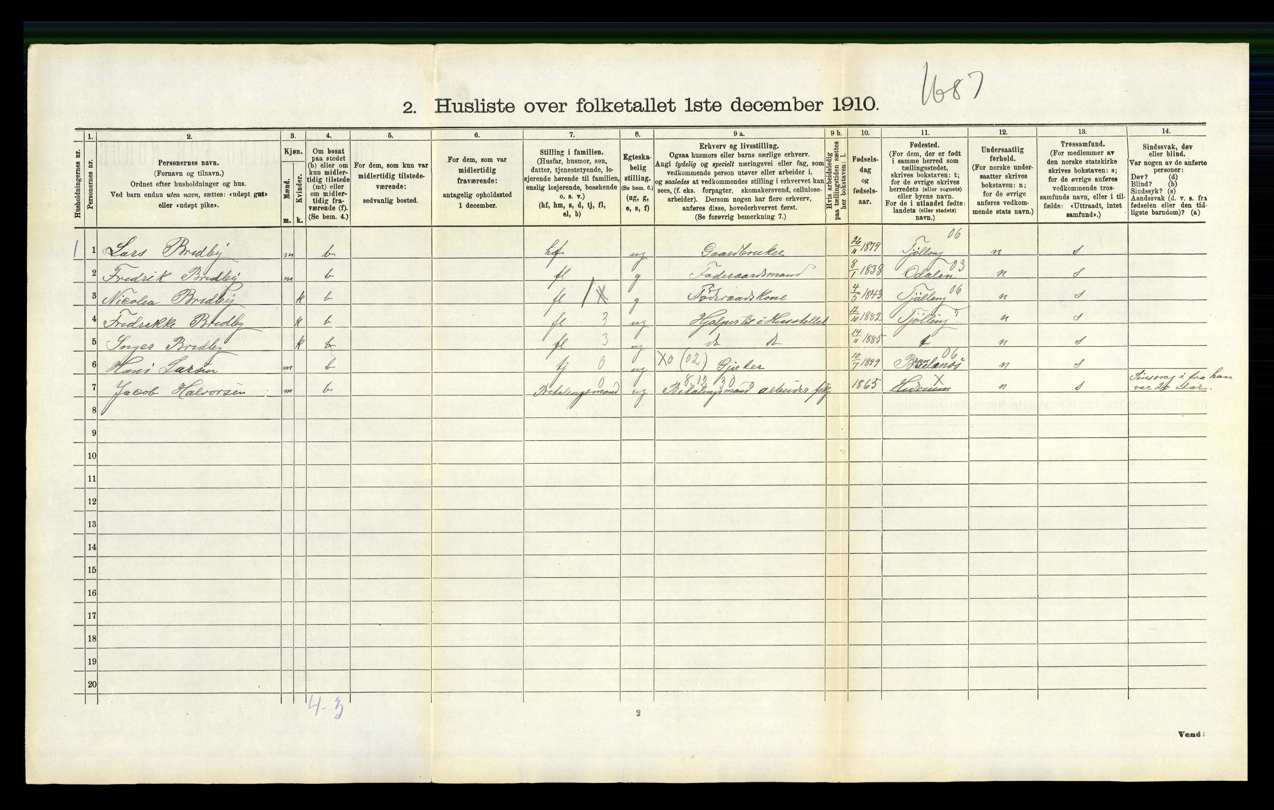RA, 1910 census for Hedrum, 1910, p. 621