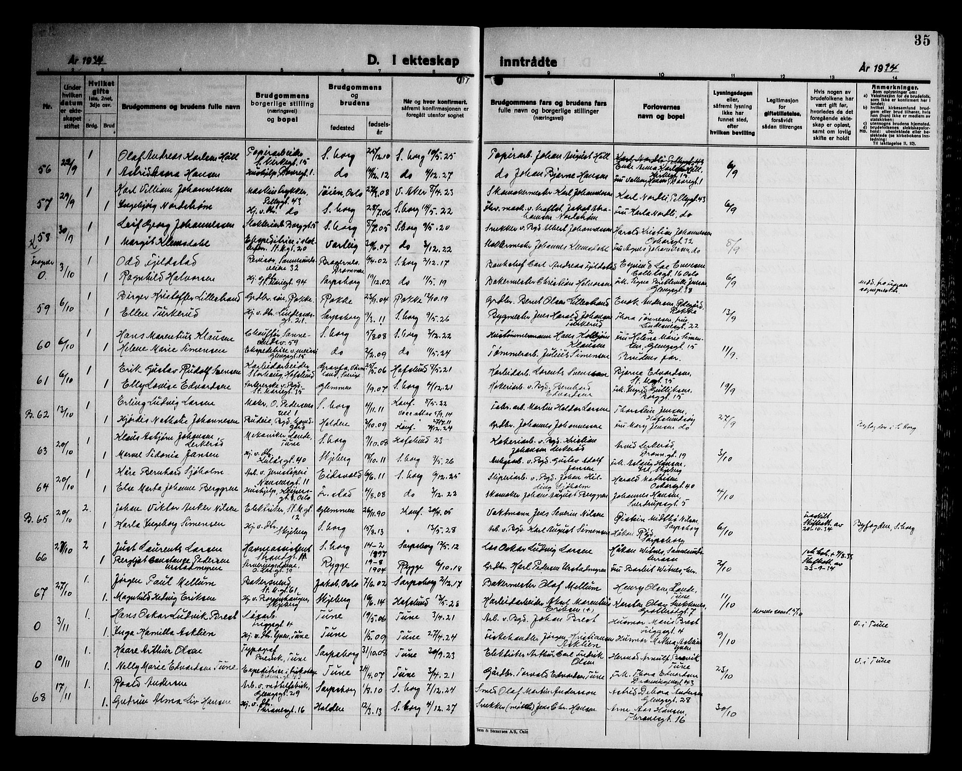 Sarpsborg prestekontor Kirkebøker, AV/SAO-A-2006/G/Ga/L0004: Parish register (copy) no. 4, 1929-1949, p. 35