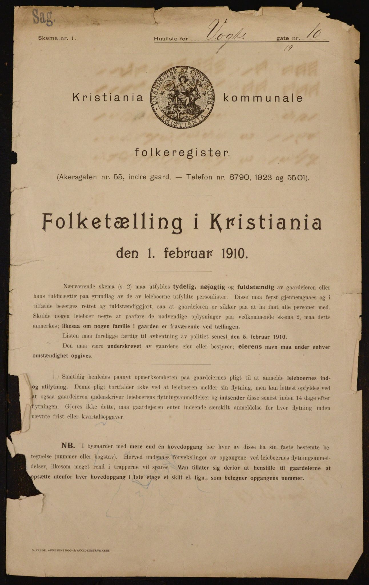 OBA, Municipal Census 1910 for Kristiania, 1910, p. 117835