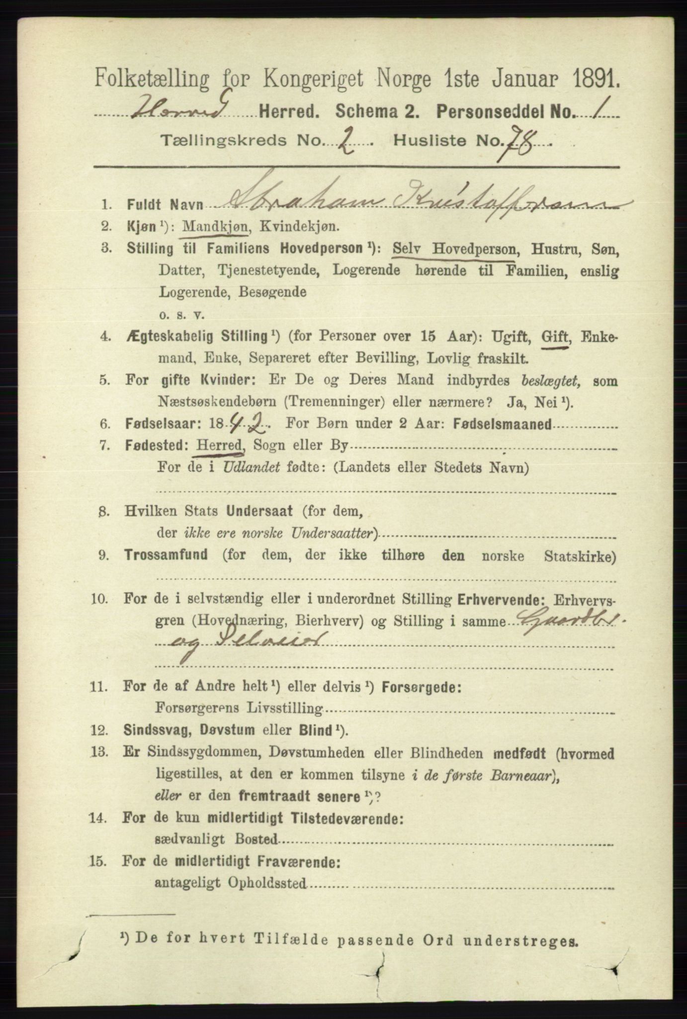 RA, 1891 census for 1039 Herad, 1891, p. 897