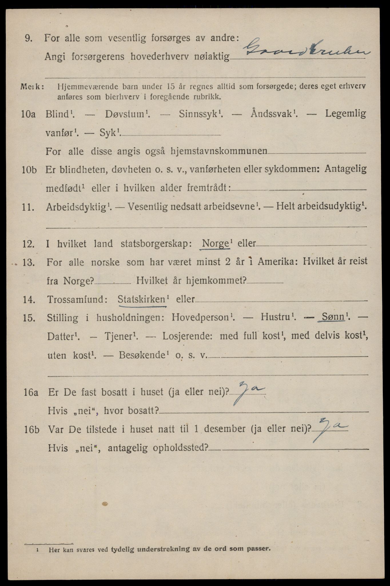 SAST, 1920 census for Klepp, 1920, p. 2881