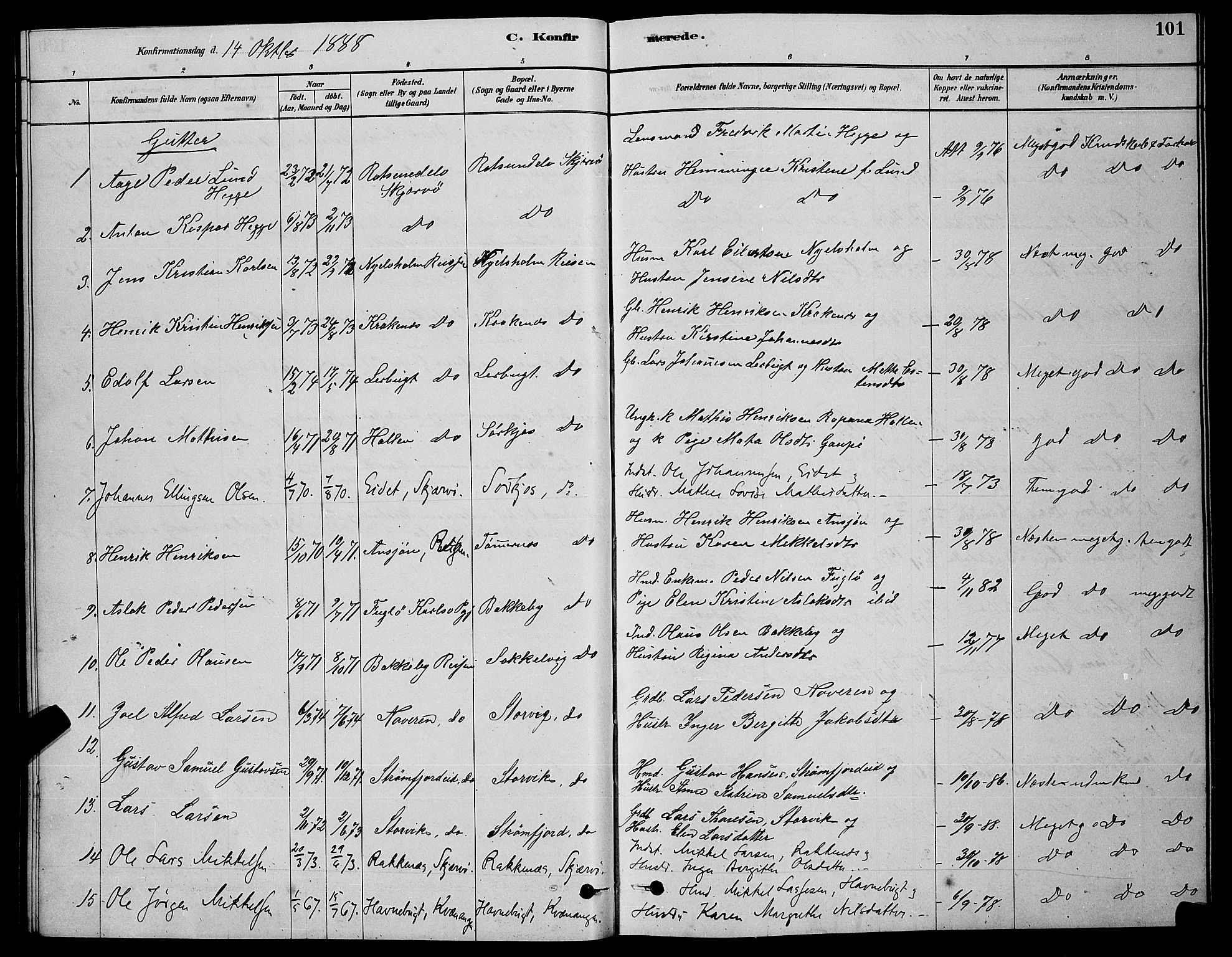 Skjervøy sokneprestkontor, AV/SATØ-S-1300/H/Ha/Hab/L0020klokker: Parish register (copy) no. 20, 1878-1892, p. 101