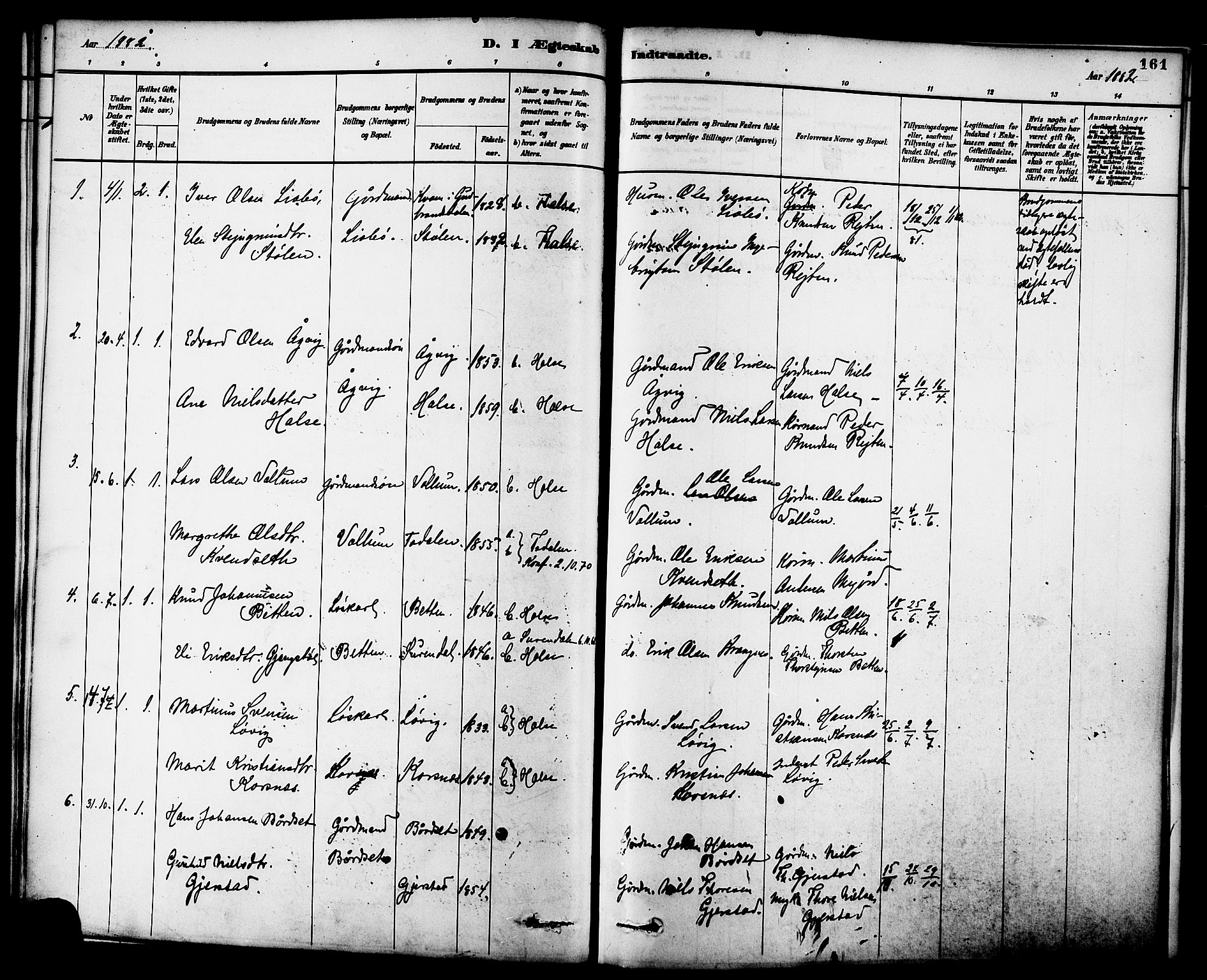 Ministerialprotokoller, klokkerbøker og fødselsregistre - Møre og Romsdal, SAT/A-1454/576/L0885: Parish register (official) no. 576A03, 1880-1898, p. 161