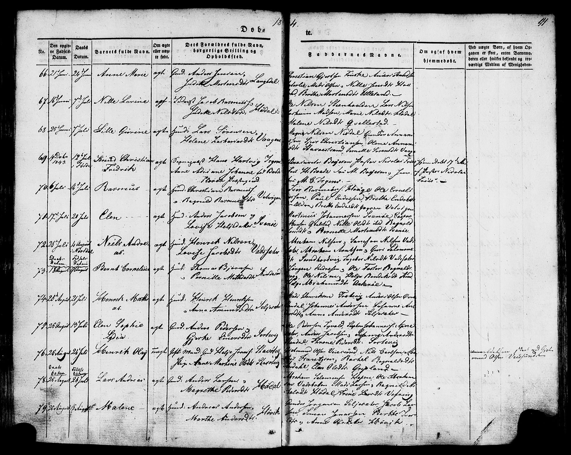 Kinn sokneprestembete, AV/SAB-A-80801/H/Haa/Haaa/L0005: Parish register (official) no. A 5, 1841-1857, p. 41