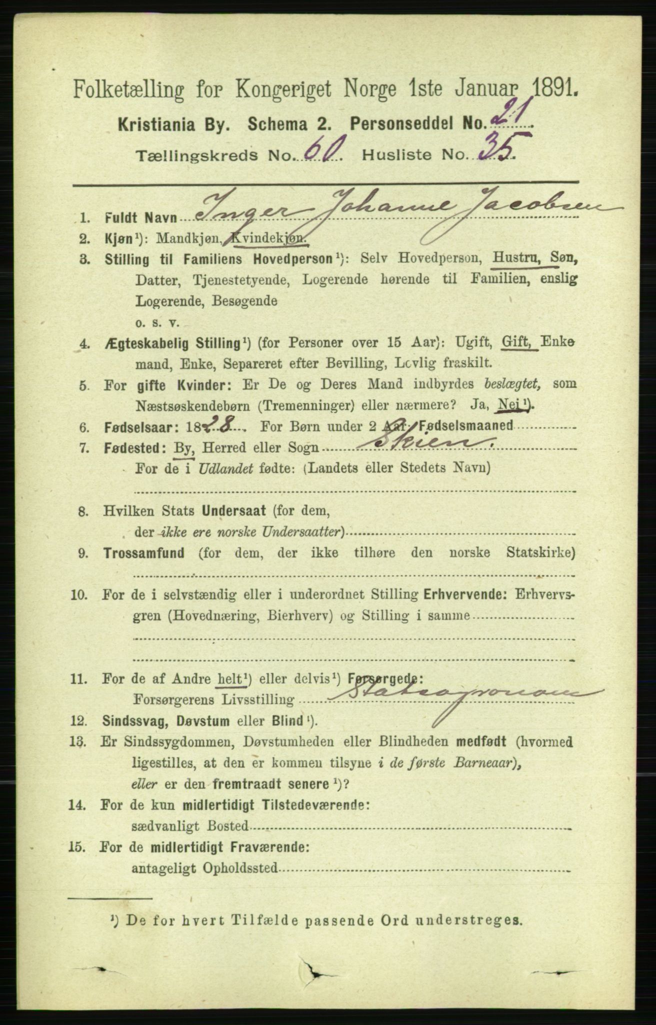 RA, 1891 census for 0301 Kristiania, 1891, p. 32300