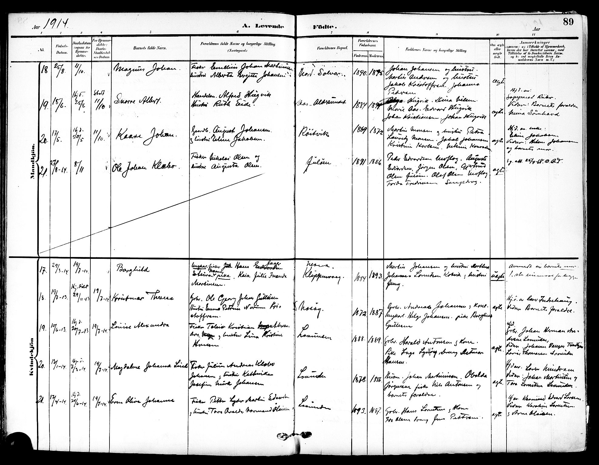 Ministerialprotokoller, klokkerbøker og fødselsregistre - Nordland, SAT/A-1459/839/L0569: Parish register (official) no. 839A06, 1903-1922, p. 89