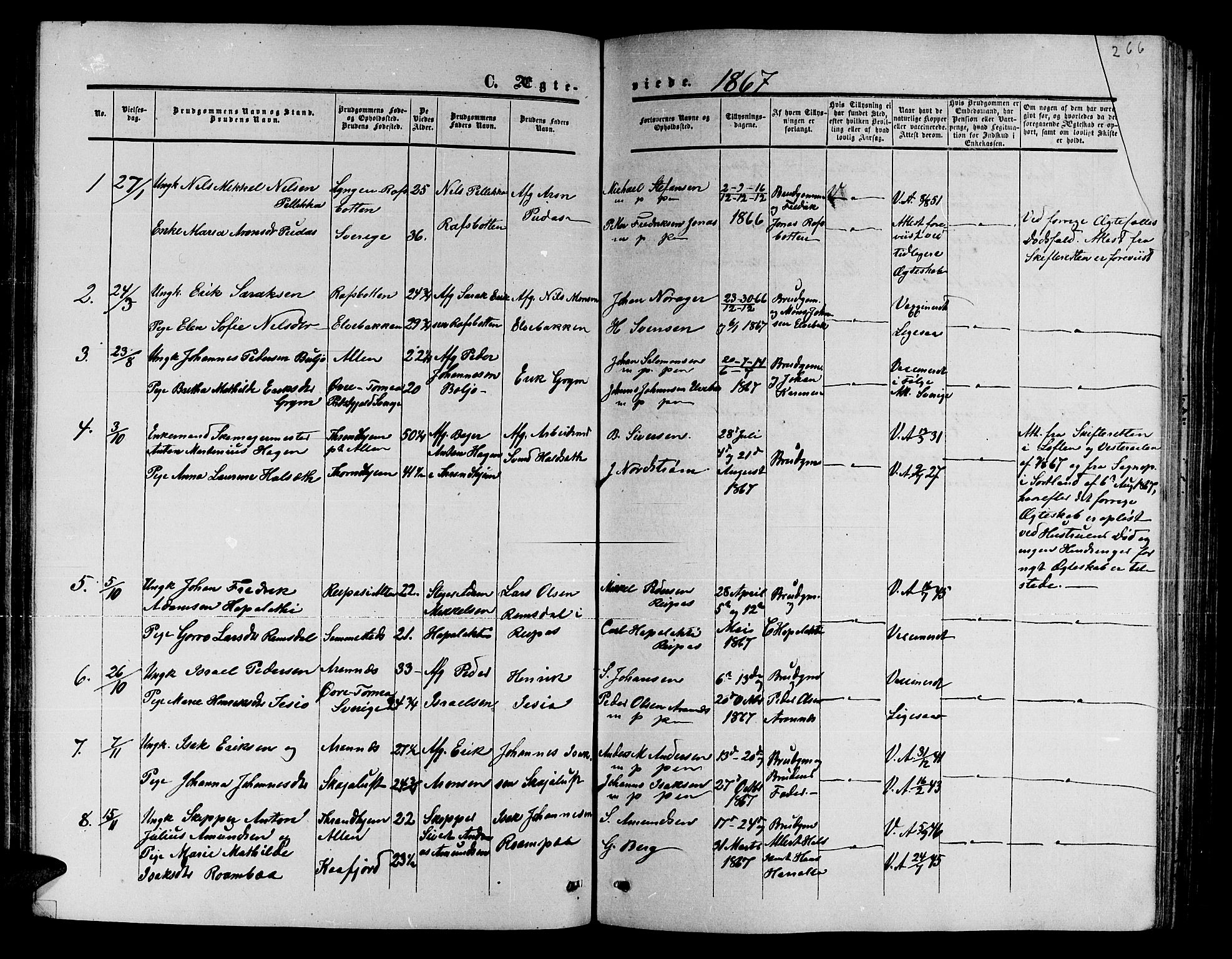 Alta sokneprestkontor, SATØ/S-1338/H/Hb/L0001.klokk: Parish register (copy) no. 1, 1858-1878, p. 265-266