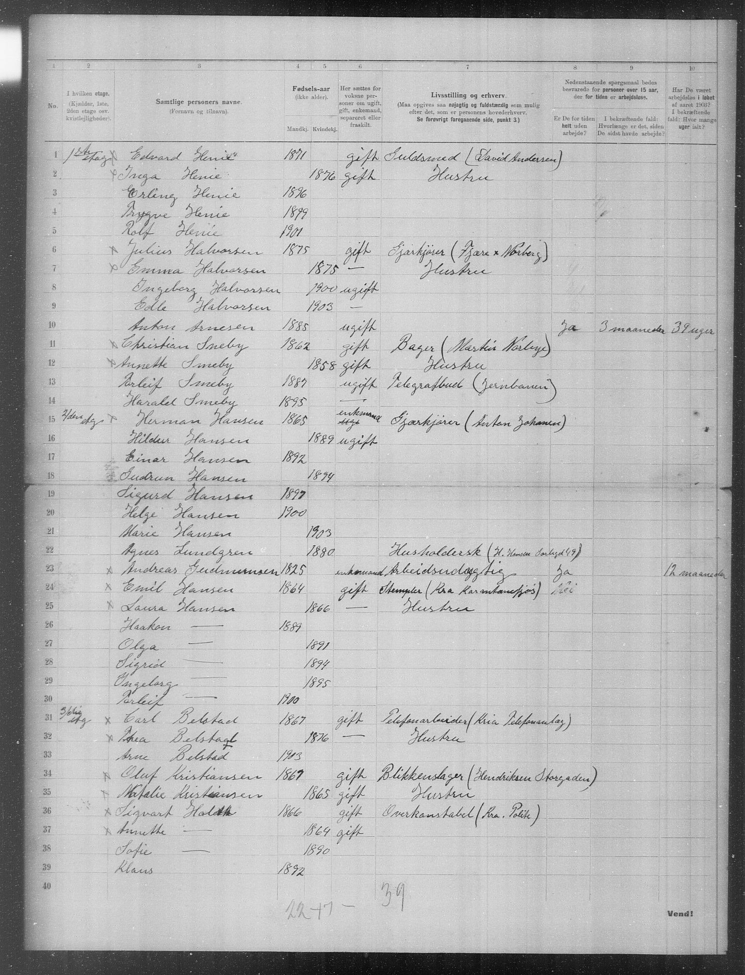 OBA, Municipal Census 1903 for Kristiania, 1903, p. 20747