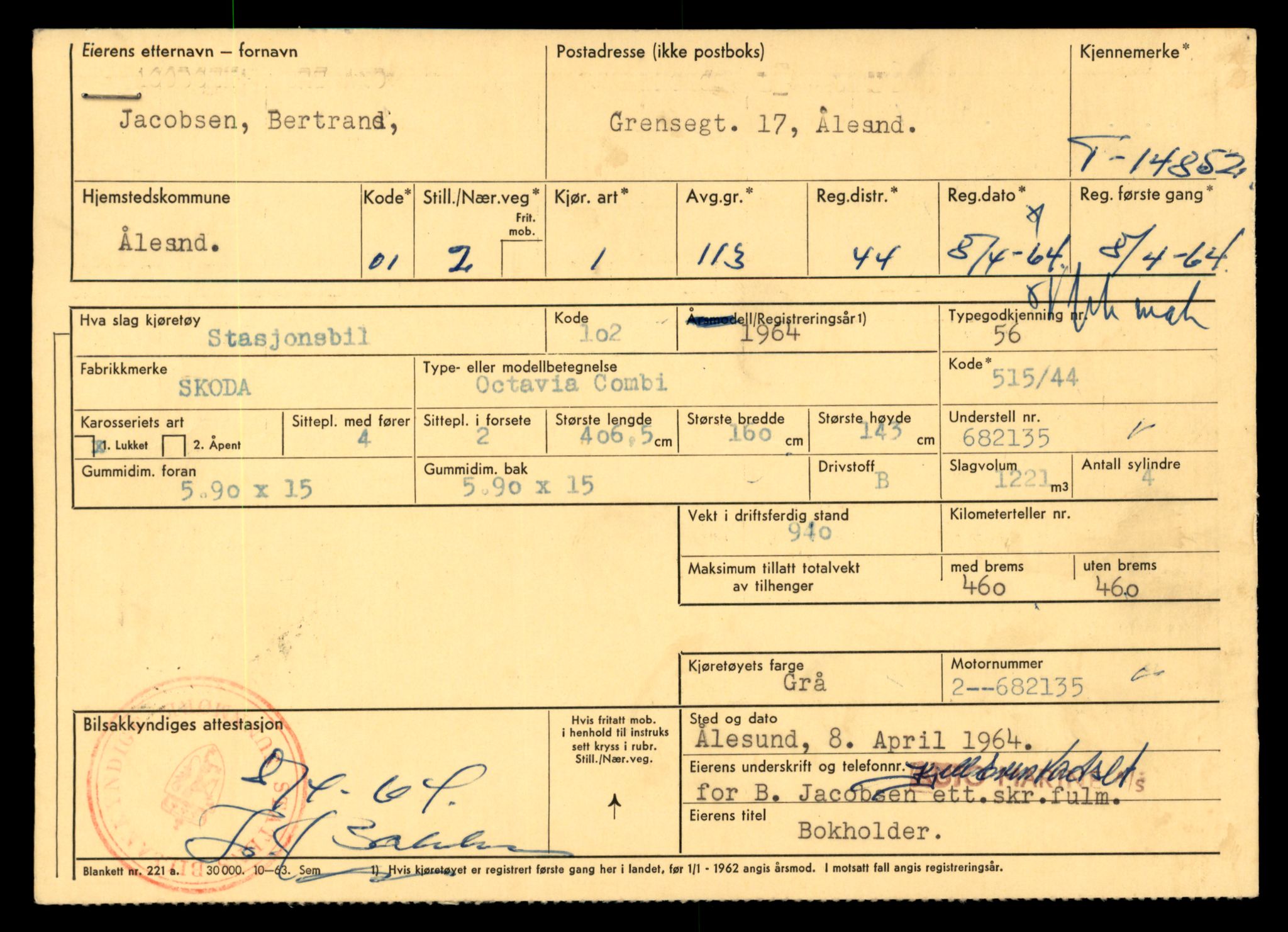 Møre og Romsdal vegkontor - Ålesund trafikkstasjon, AV/SAT-A-4099/F/Fe/L0048: Registreringskort for kjøretøy T 14721 - T 14863, 1927-1998, p. 3021