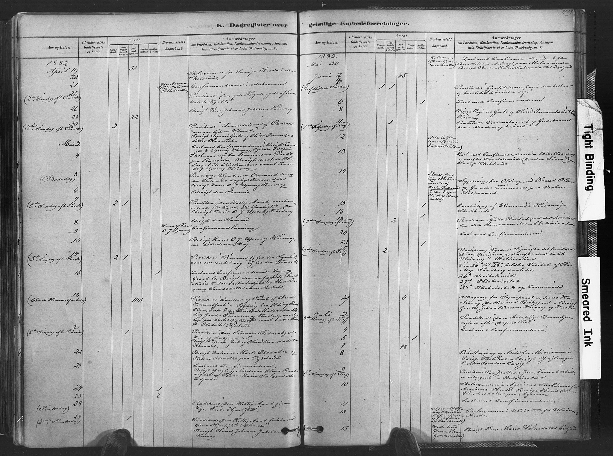 Høvåg sokneprestkontor, AV/SAK-1111-0025/F/Fa/L0005: Parish register (official) no. A 5, 1878-1893, p. 419