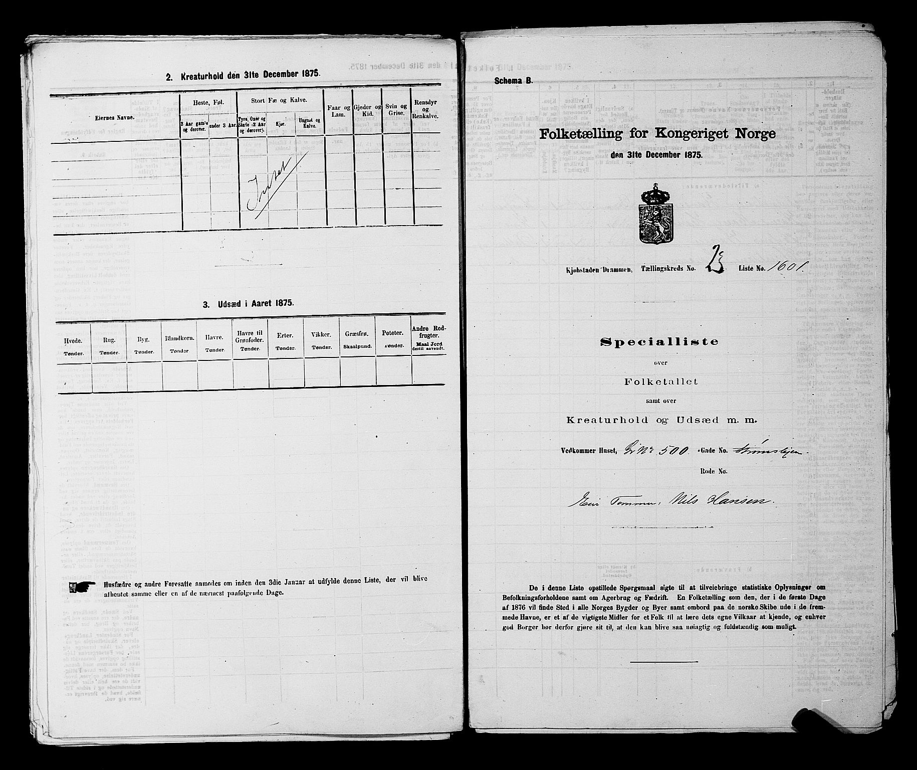 SAKO, 1875 census for 0602 Drammen, 1875, p. 2360