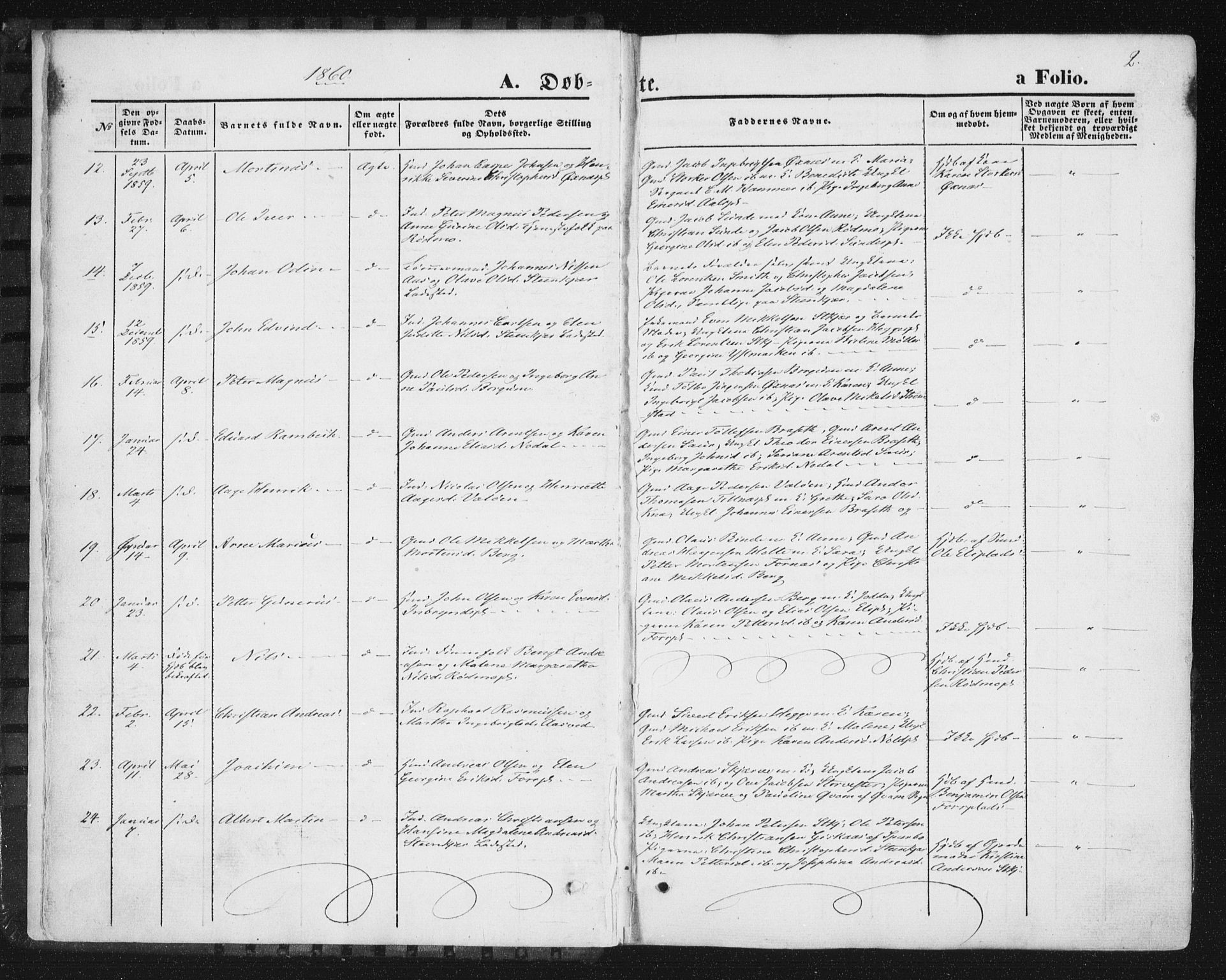 Ministerialprotokoller, klokkerbøker og fødselsregistre - Nord-Trøndelag, SAT/A-1458/746/L0447: Parish register (official) no. 746A06, 1860-1877, p. 2