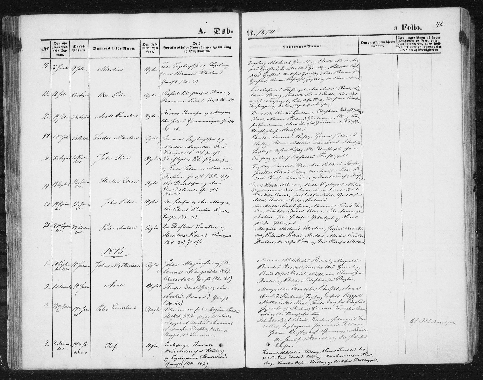 Ministerialprotokoller, klokkerbøker og fødselsregistre - Nord-Trøndelag, AV/SAT-A-1458/746/L0447: Parish register (official) no. 746A06, 1860-1877, p. 46