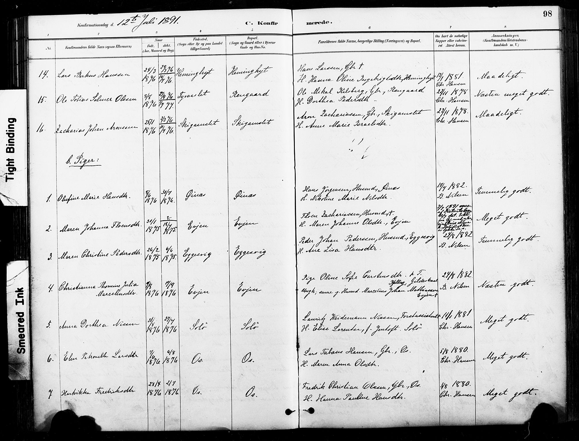 Ministerialprotokoller, klokkerbøker og fødselsregistre - Nordland, AV/SAT-A-1459/846/L0646: Parish register (official) no. 846A04, 1887-1901, p. 98