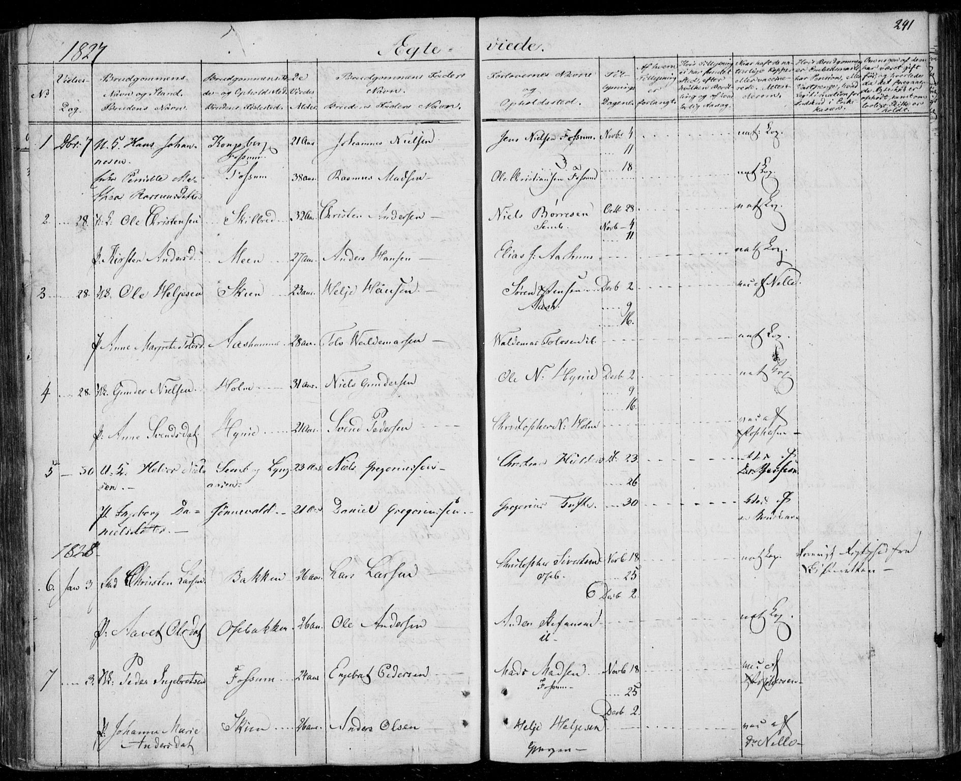 Gjerpen kirkebøker, SAKO/A-265/F/Fa/L0005: Parish register (official) no. I 5, 1823-1829, p. 241