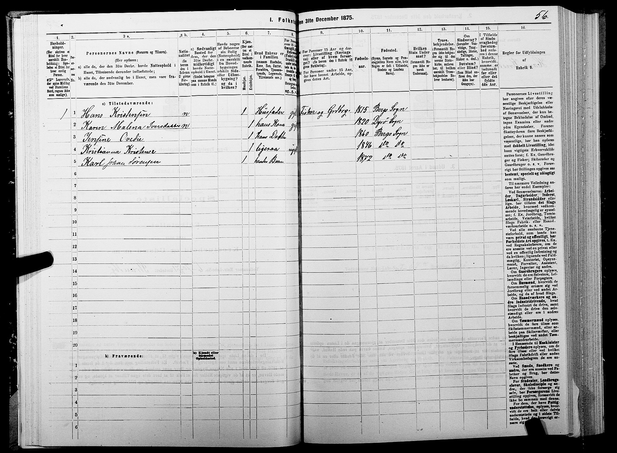 SATØ, 1875 census for 1929P Berg, 1875, p. 1056