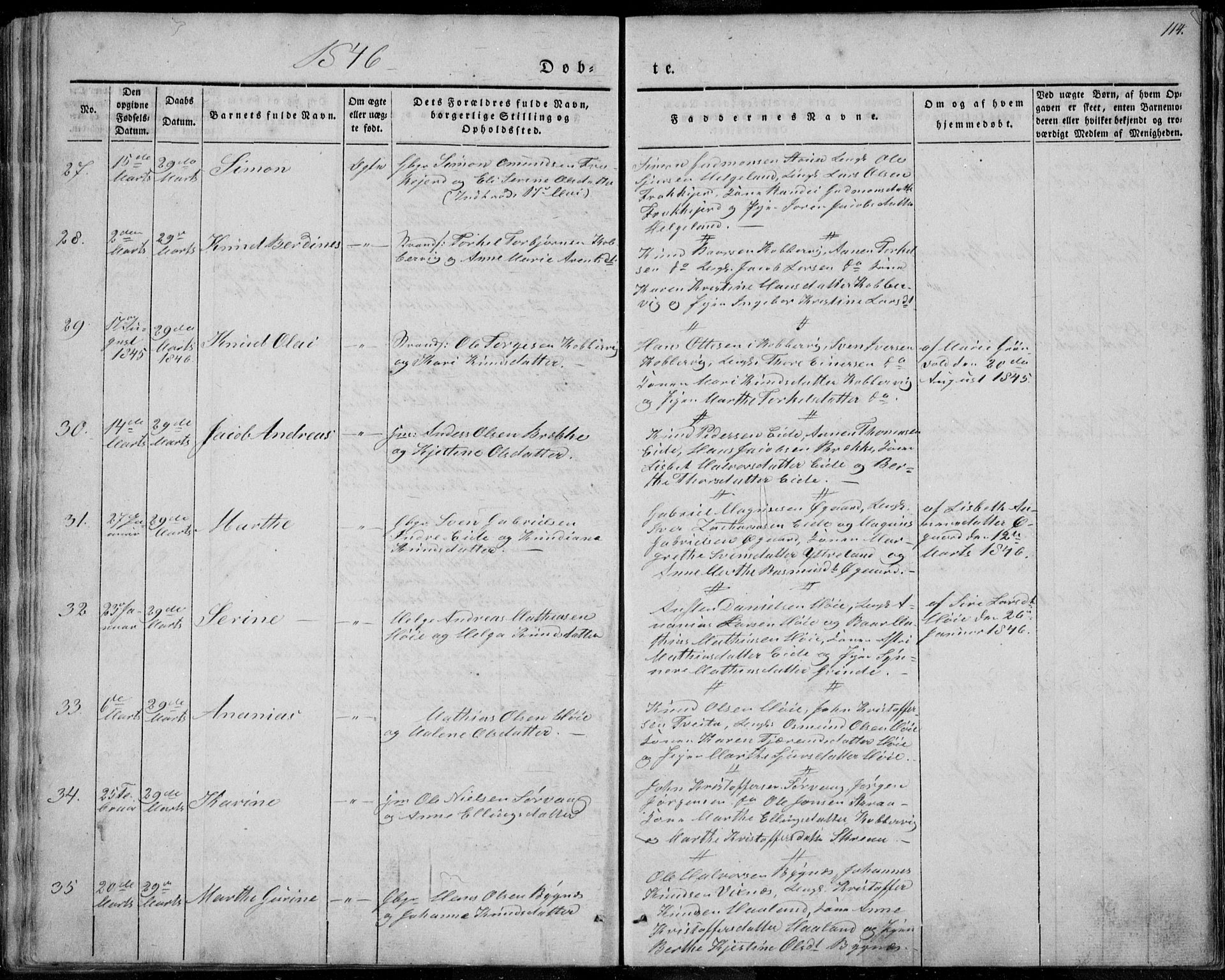 Avaldsnes sokneprestkontor, AV/SAST-A -101851/H/Ha/Haa/L0006: Parish register (official) no. A 6, 1839-1847, p. 114