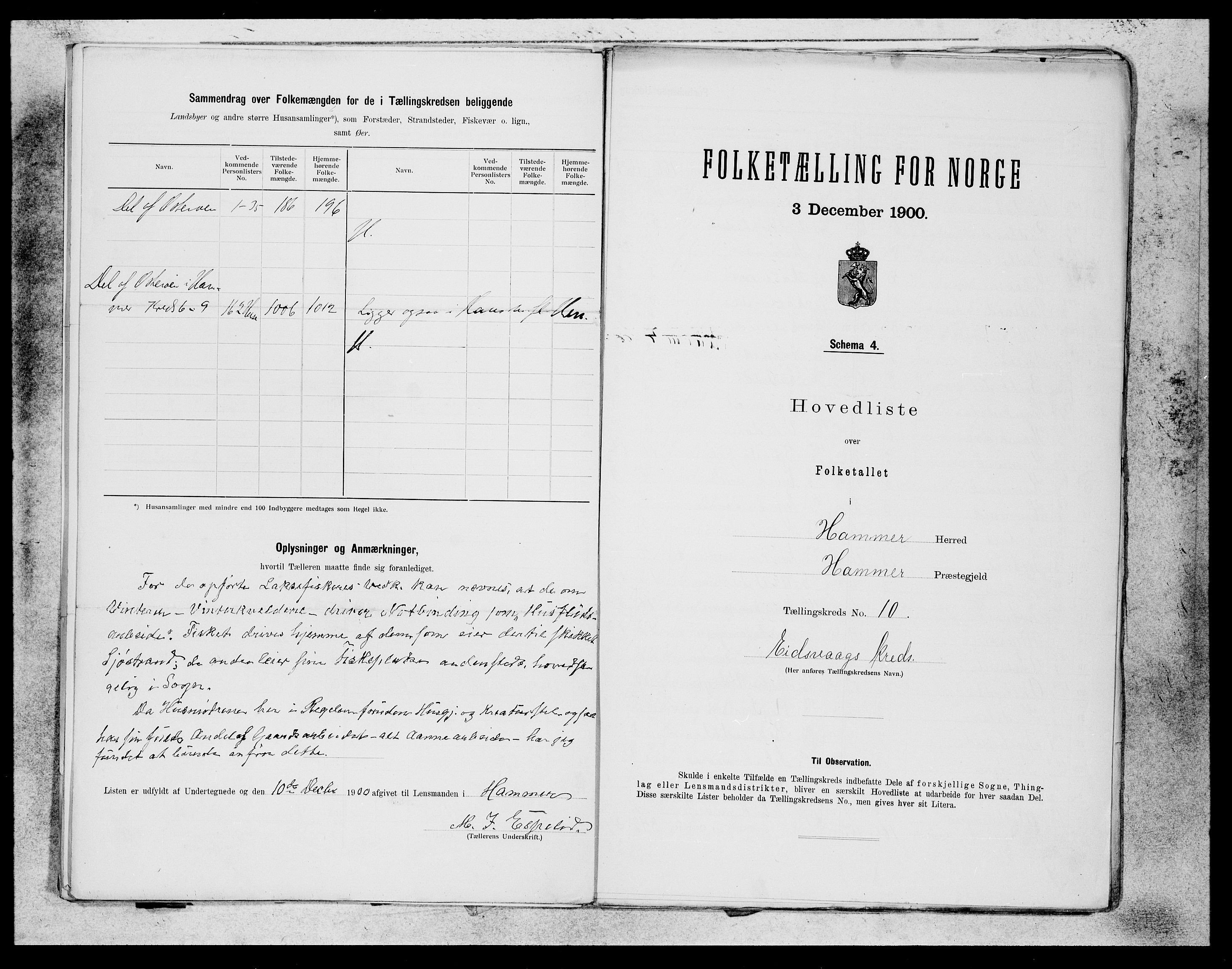 SAB, 1900 census for Hamre, 1900, p. 19