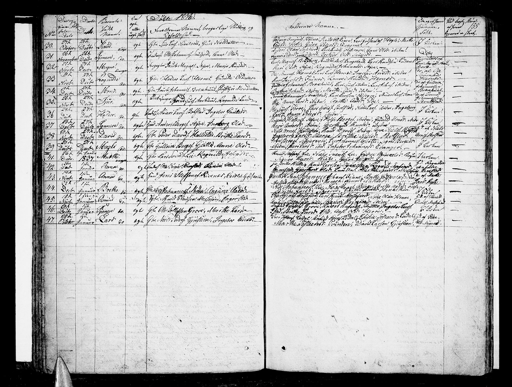 Voss sokneprestembete, SAB/A-79001/H/Haa: Parish register (official) no. A 12, 1823-1837, p. 155