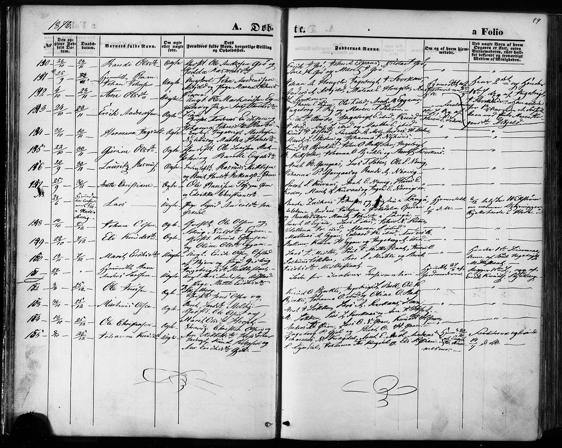 Ministerialprotokoller, klokkerbøker og fødselsregistre - Sør-Trøndelag, AV/SAT-A-1456/668/L0807: Parish register (official) no. 668A07, 1870-1880, p. 29