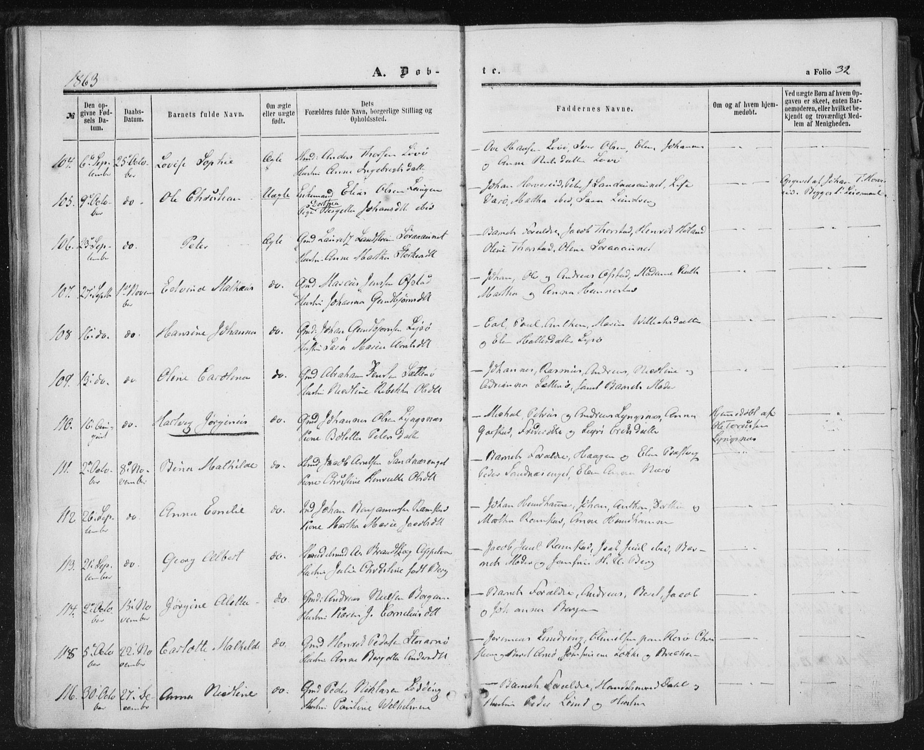 Ministerialprotokoller, klokkerbøker og fødselsregistre - Nord-Trøndelag, AV/SAT-A-1458/784/L0670: Parish register (official) no. 784A05, 1860-1876, p. 32