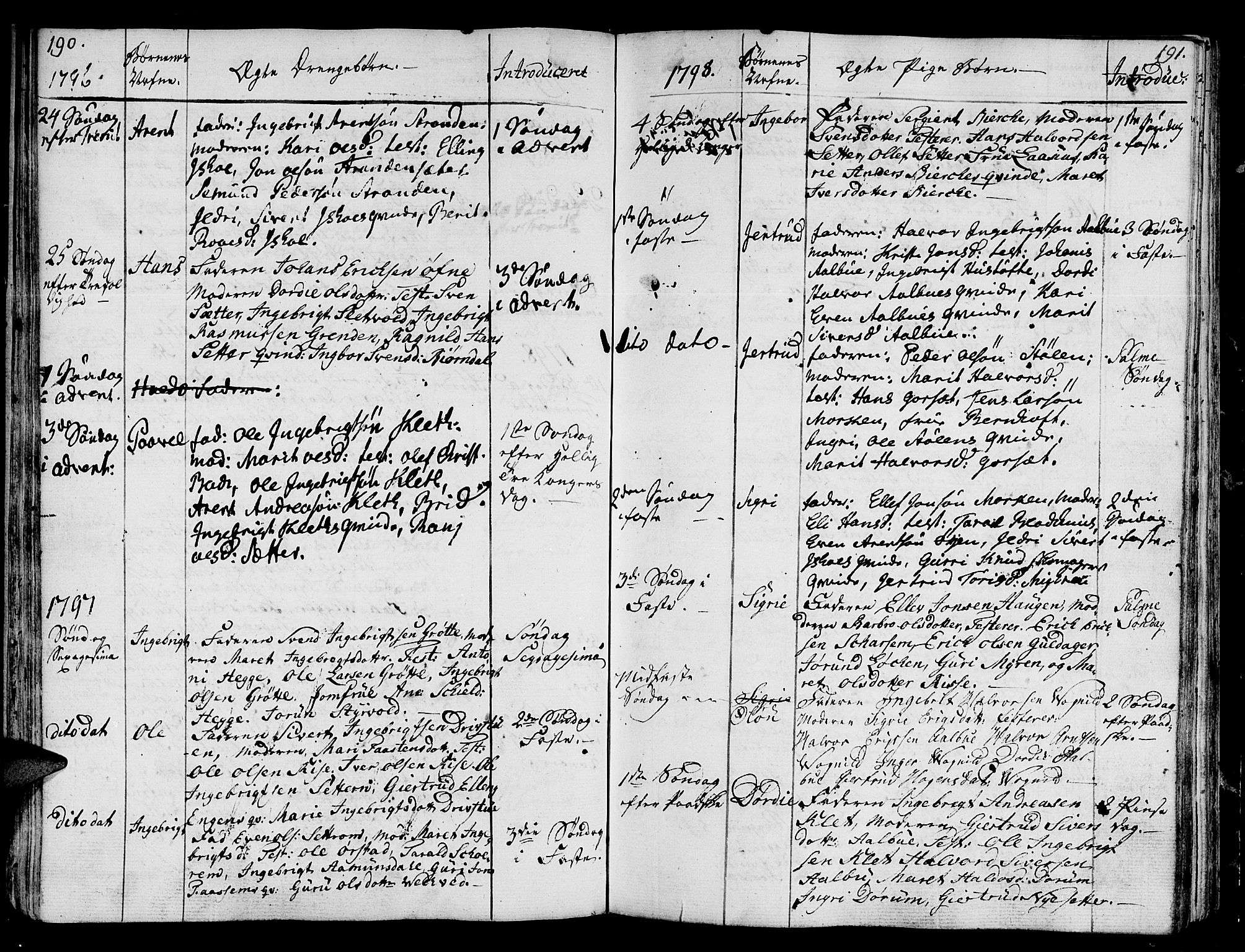 Ministerialprotokoller, klokkerbøker og fødselsregistre - Sør-Trøndelag, SAT/A-1456/678/L0893: Parish register (official) no. 678A03, 1792-1805, p. 190-191