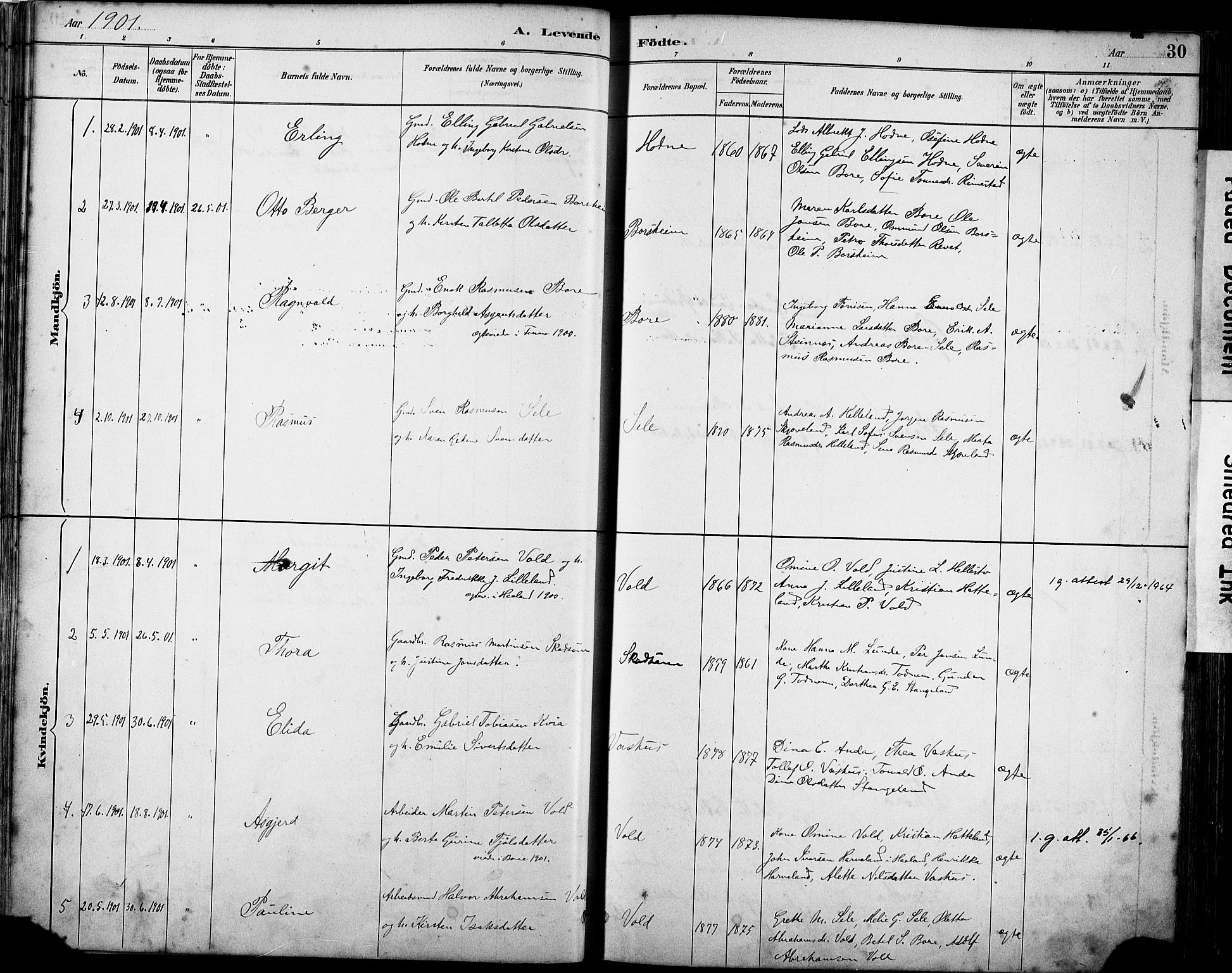 Klepp sokneprestkontor, AV/SAST-A-101803/001/3/30BA/L0008: Parish register (official) no. A 9, 1886-1919, p. 30