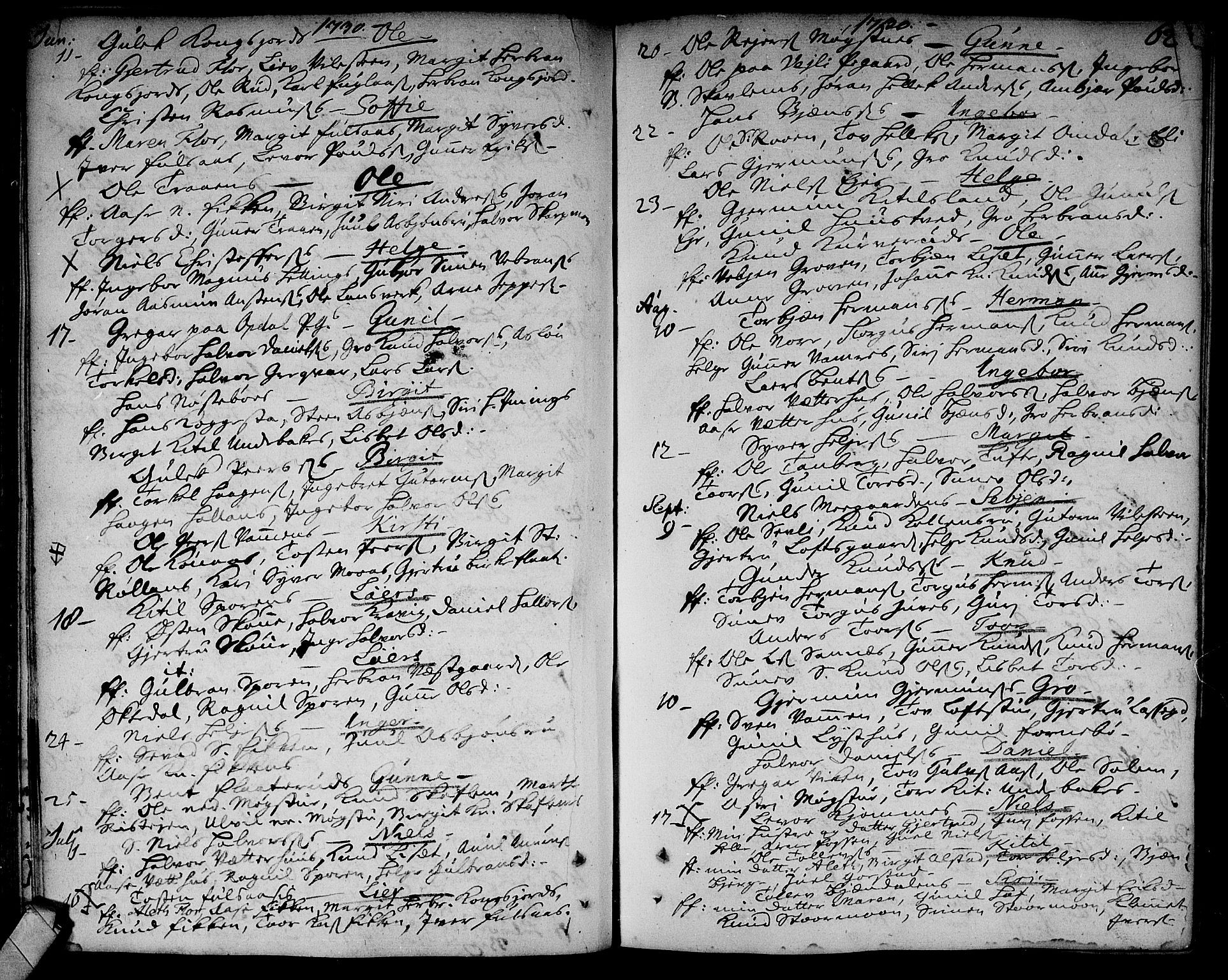 Rollag kirkebøker, SAKO/A-240/F/Fa/L0002: Parish register (official) no. I 2, 1714-1742, p. 62